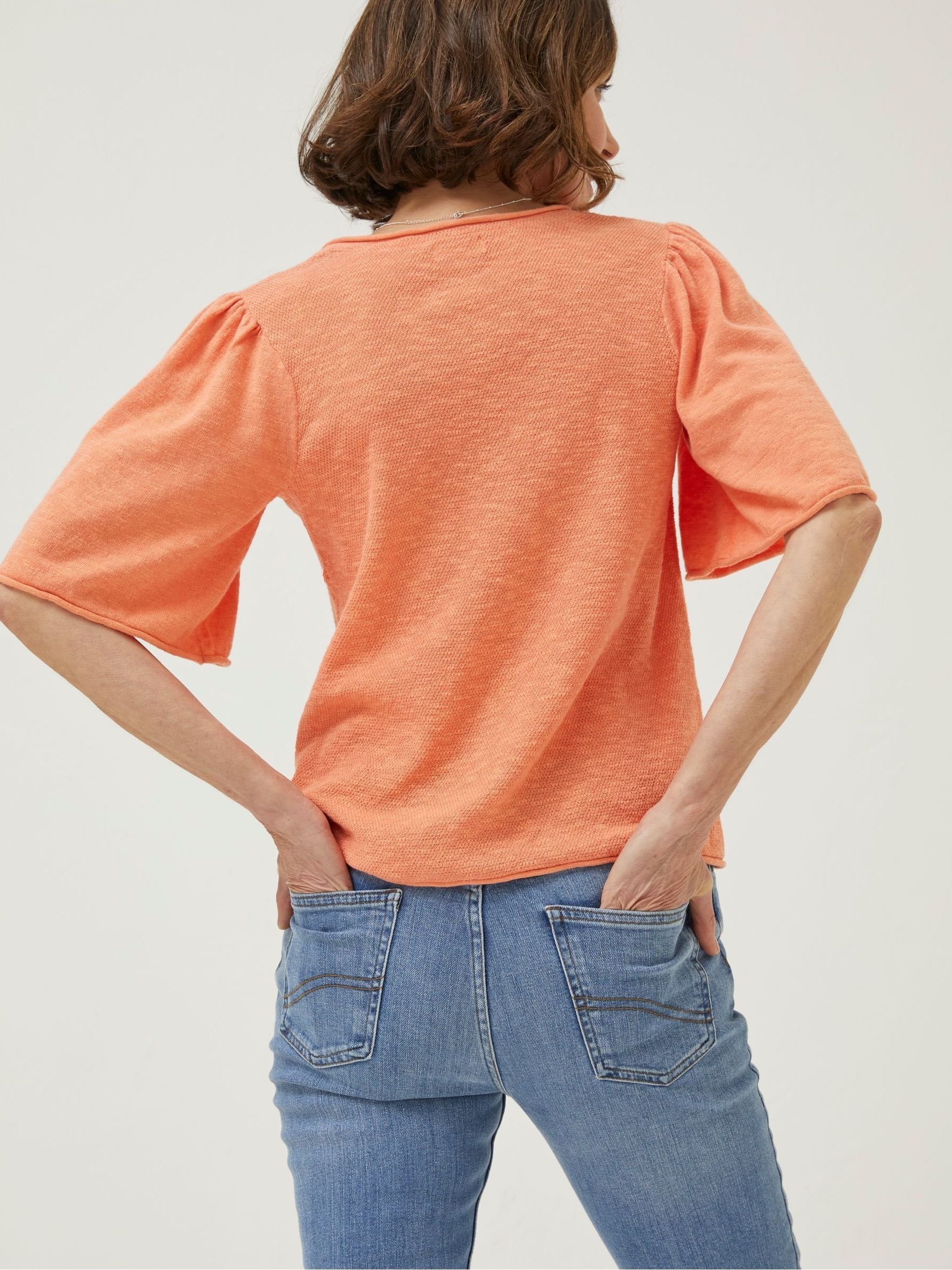 Orange V-Neck Angela Knitted Top - Image 2 of 5
