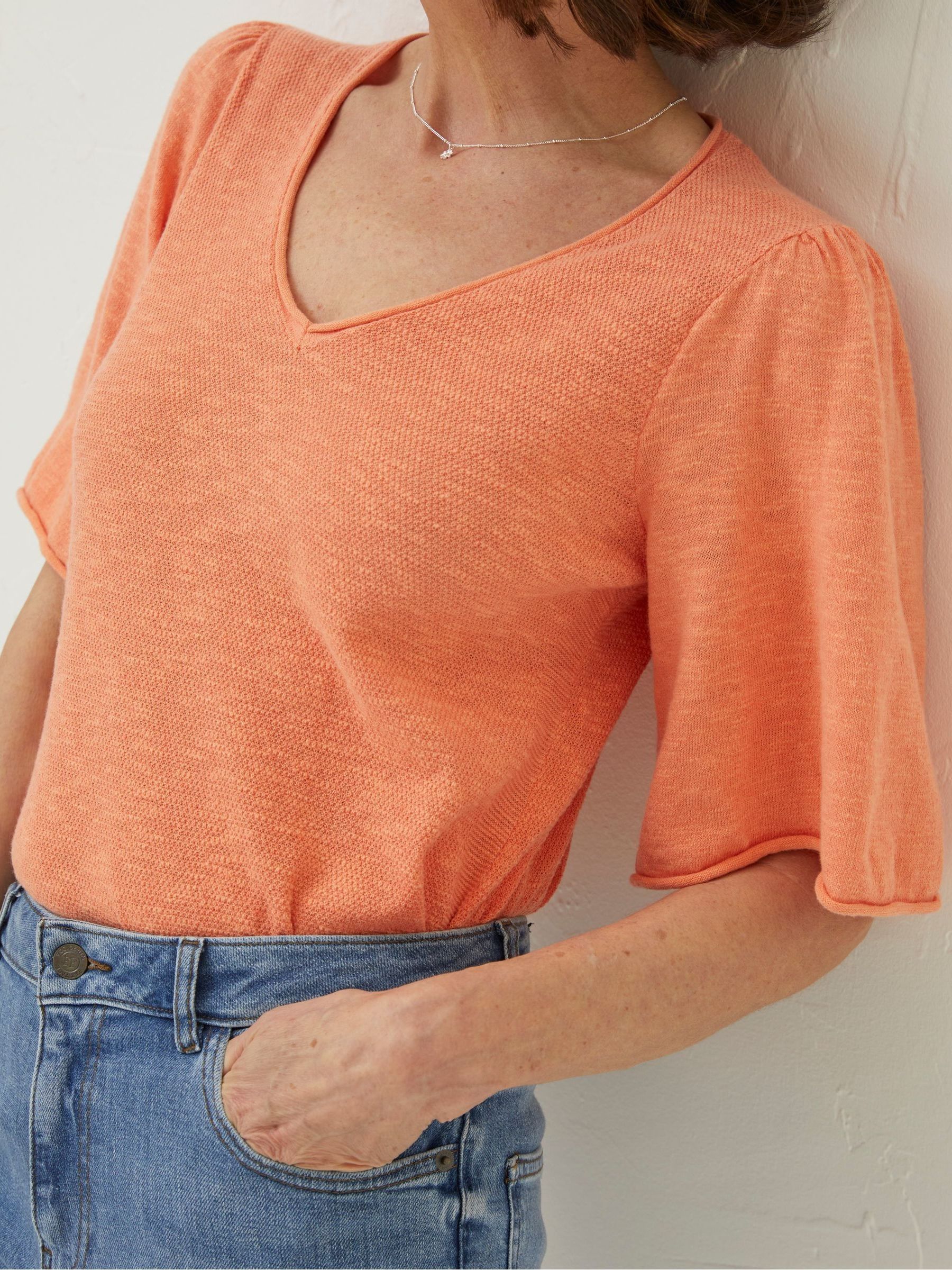 Orange V-Neck Angela Knitted Top - Image 4 of 5