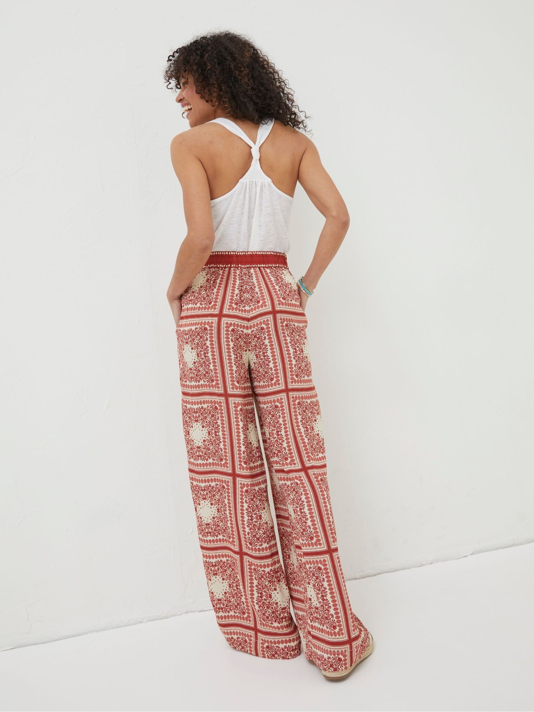 Natural Scarf Print Palazzo Trousers - Image 2 of 6