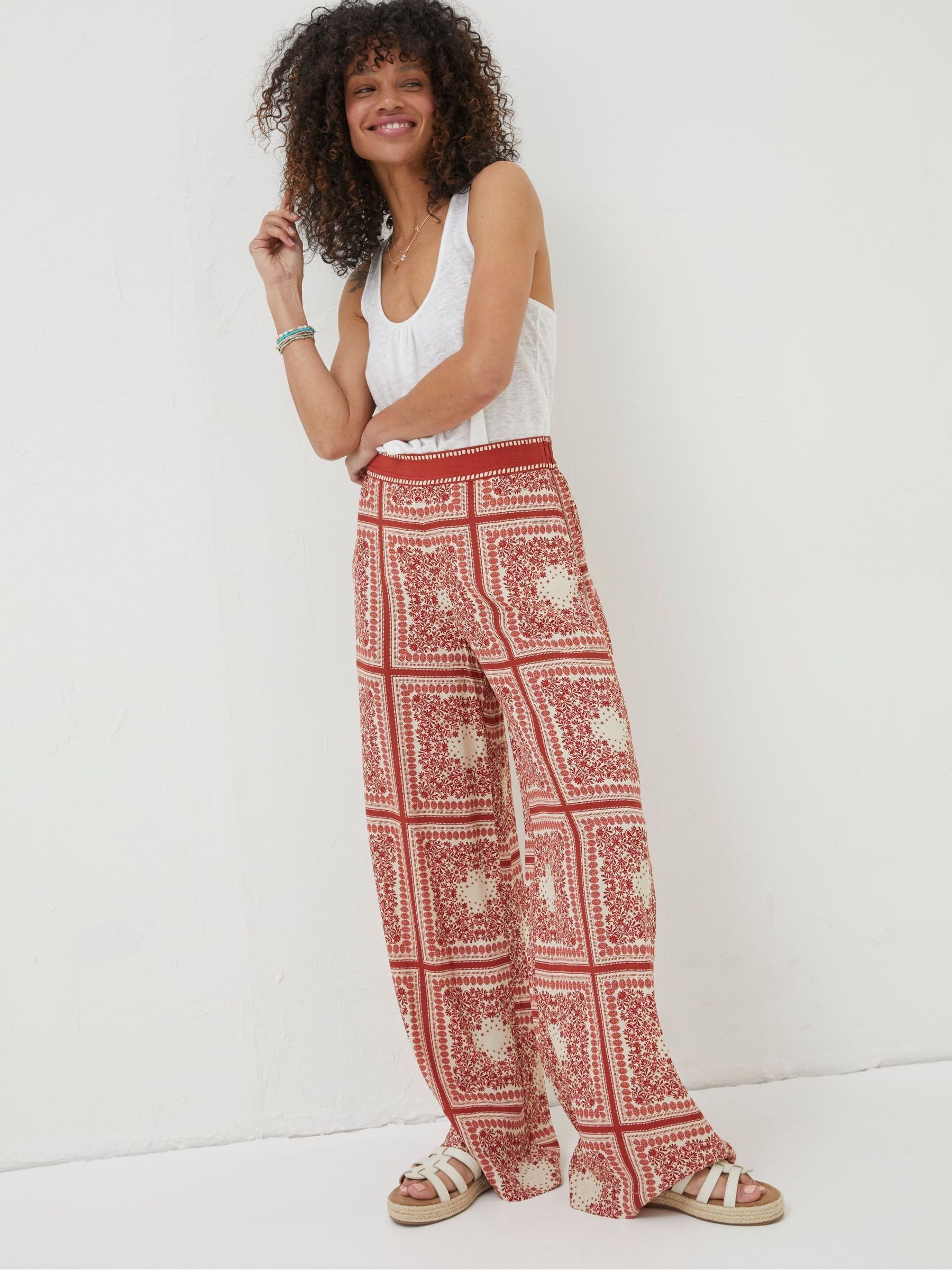Natural Scarf Print Palazzo Trousers - Image 3 of 6