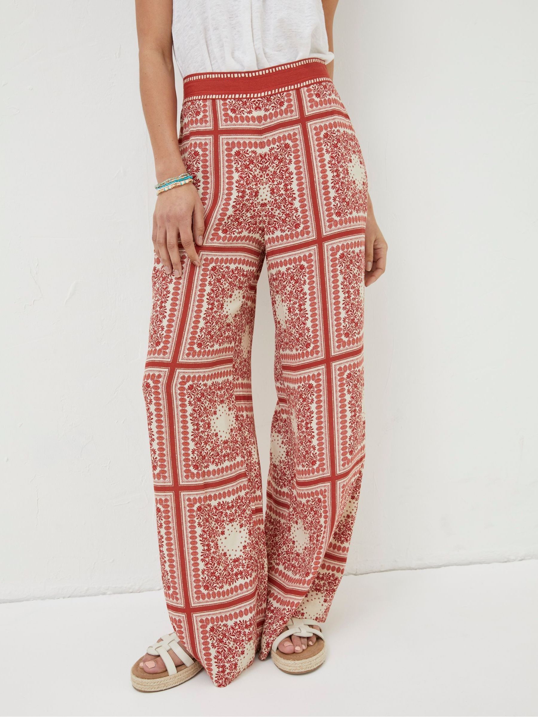 Natural Scarf Print Palazzo Trousers - Image 4 of 6