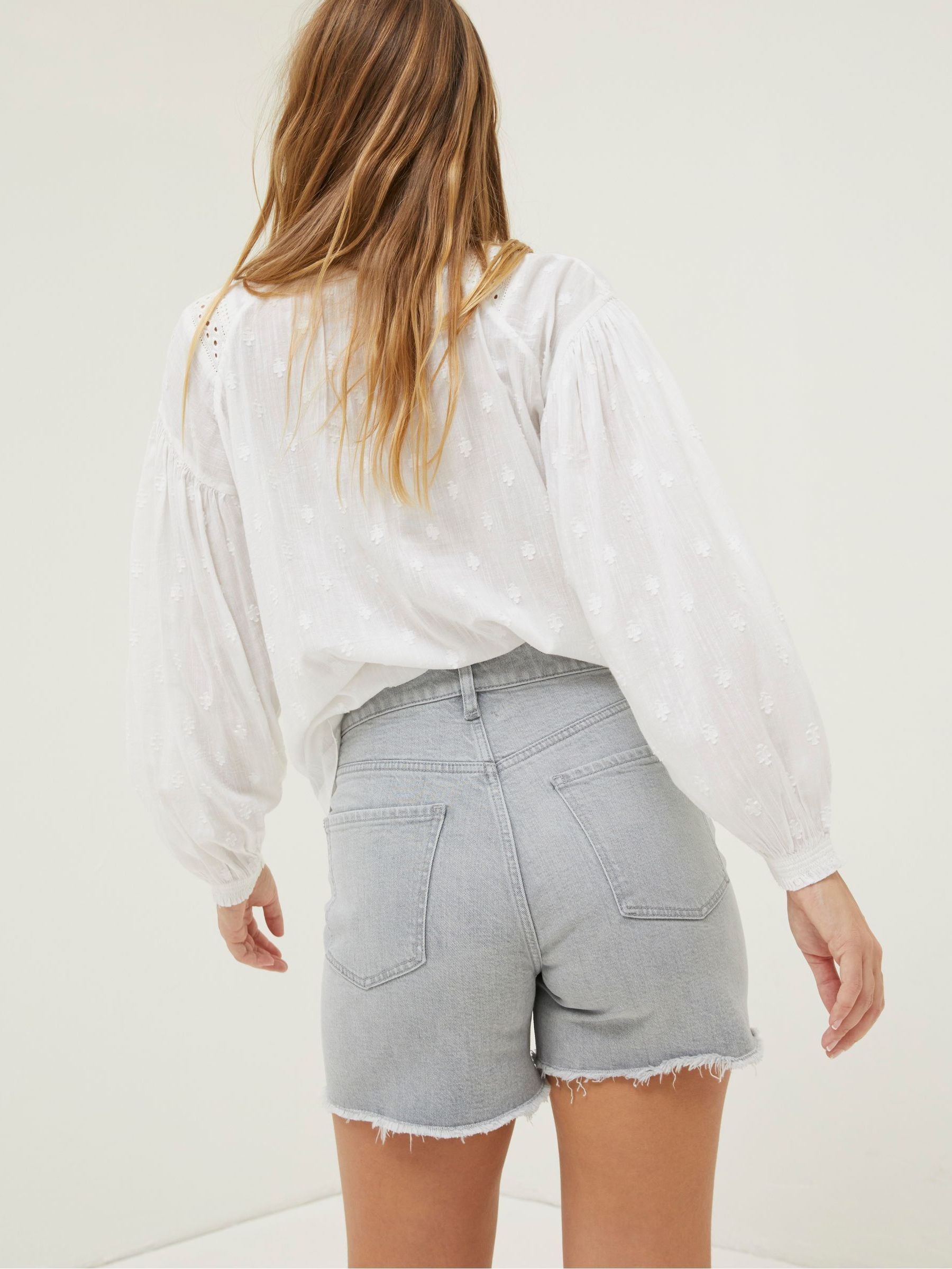 Grey Courtney Cut Off Denim Shorts - Image 2 of 5