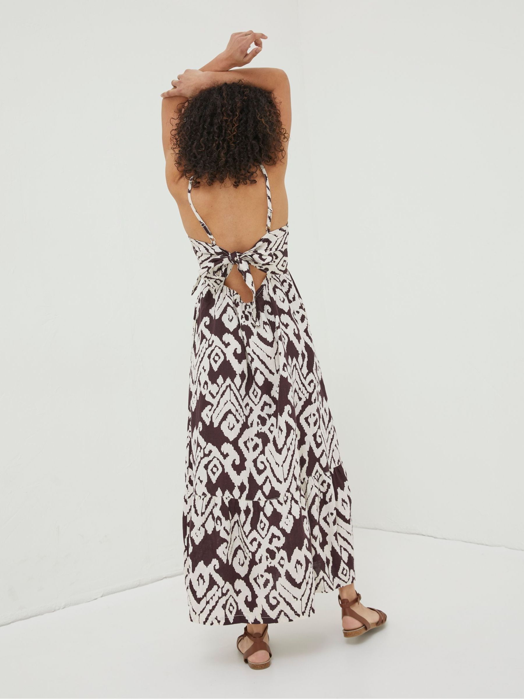 Brown Ikat Julien Linen Midi Dress - Image 2 of 7