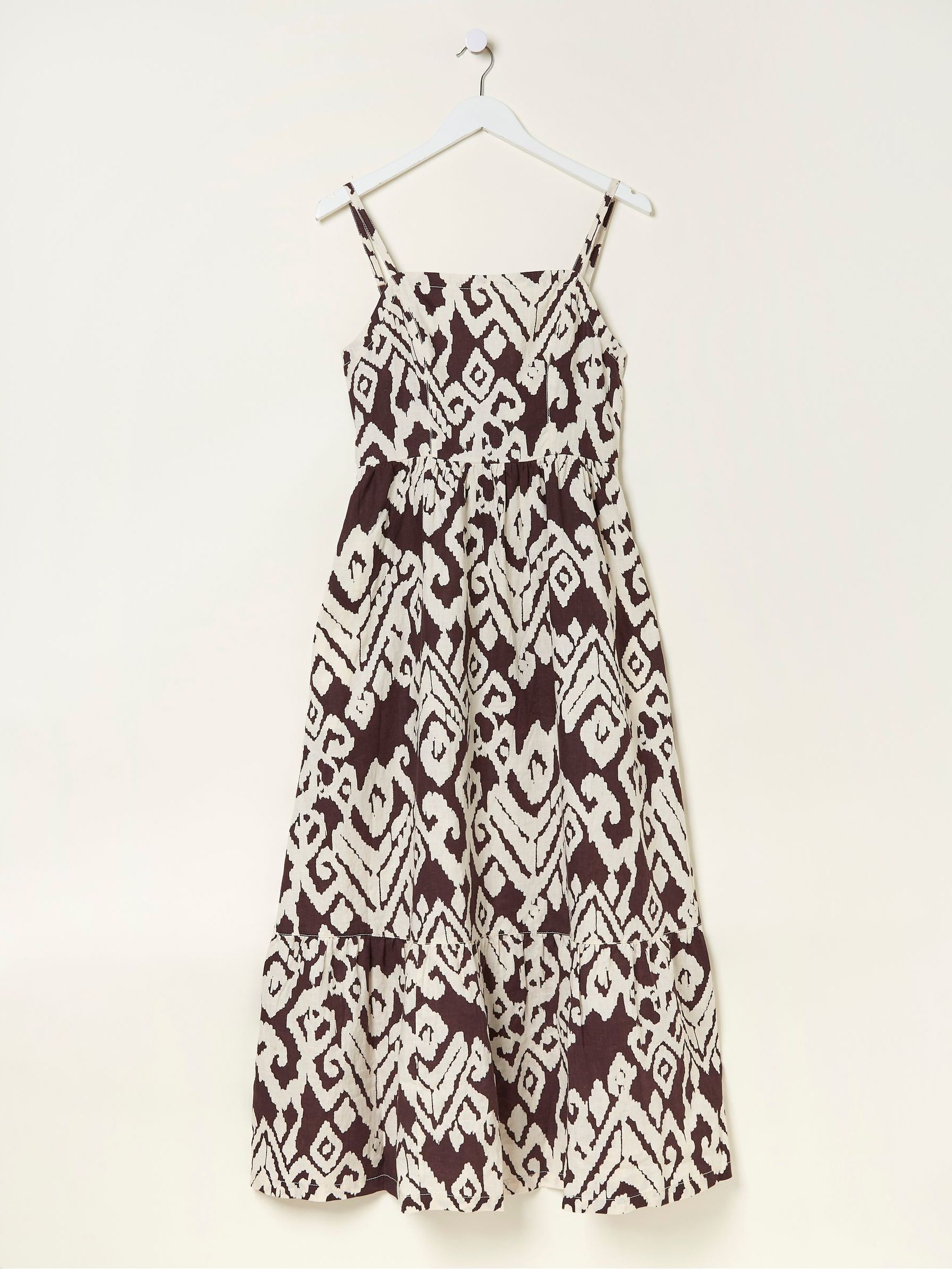 Brown Ikat Julien Linen Midi Dress - Image 7 of 7