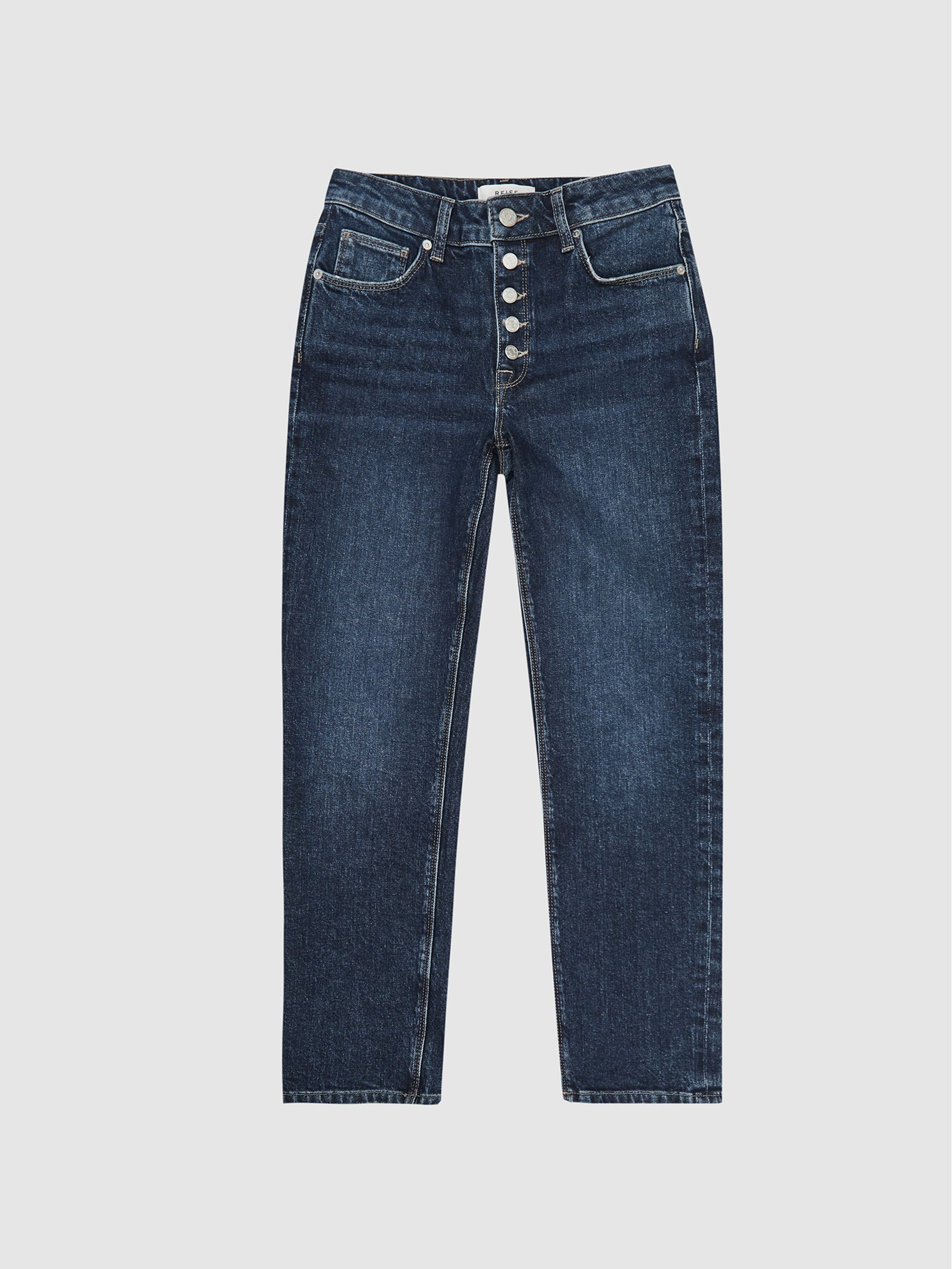 Mid Rise Slim Cut Jeans in Dark Blue - Image 2 of 6