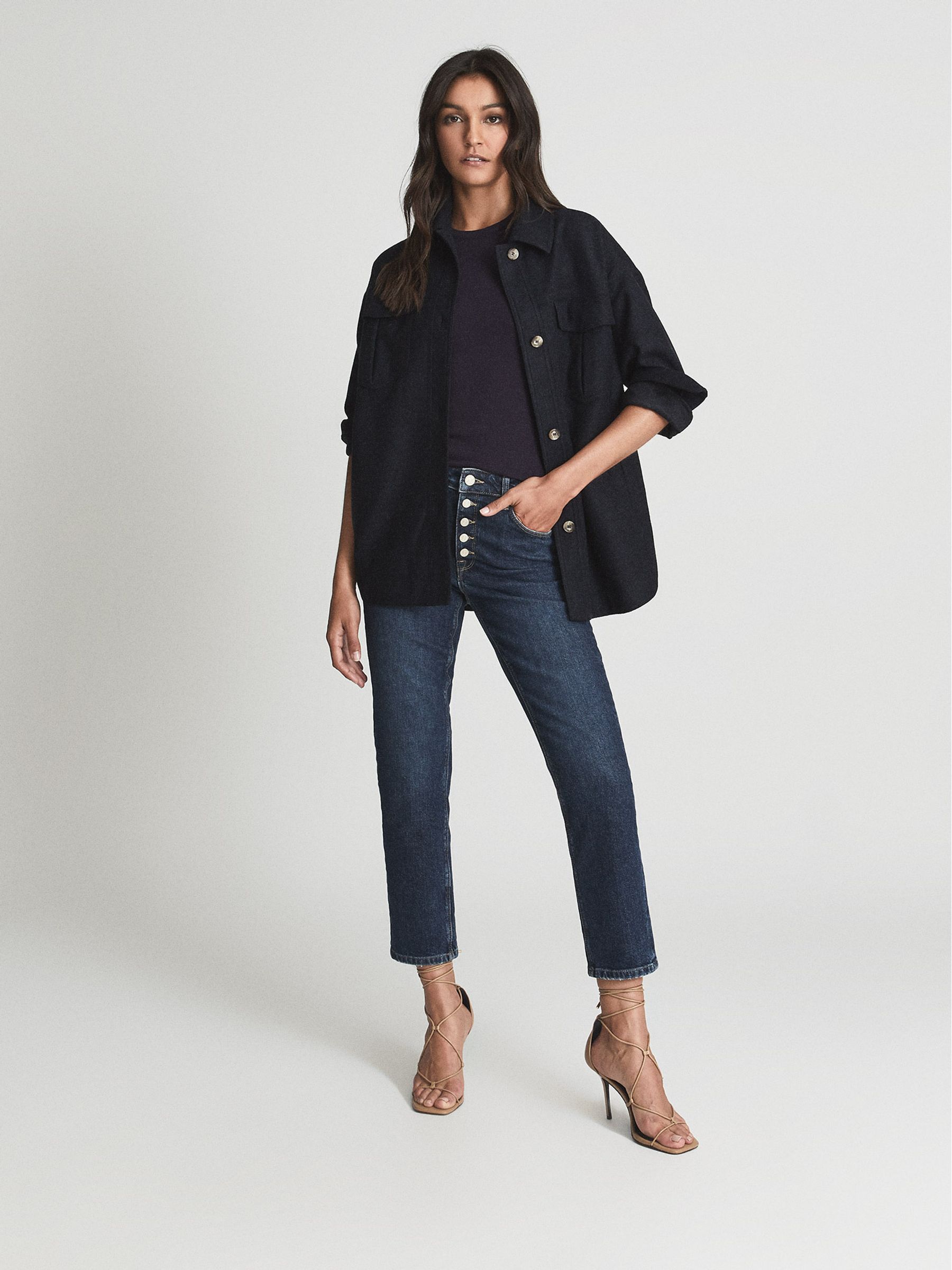 Mid Rise Slim Cut Jeans in Dark Blue - Image 3 of 6