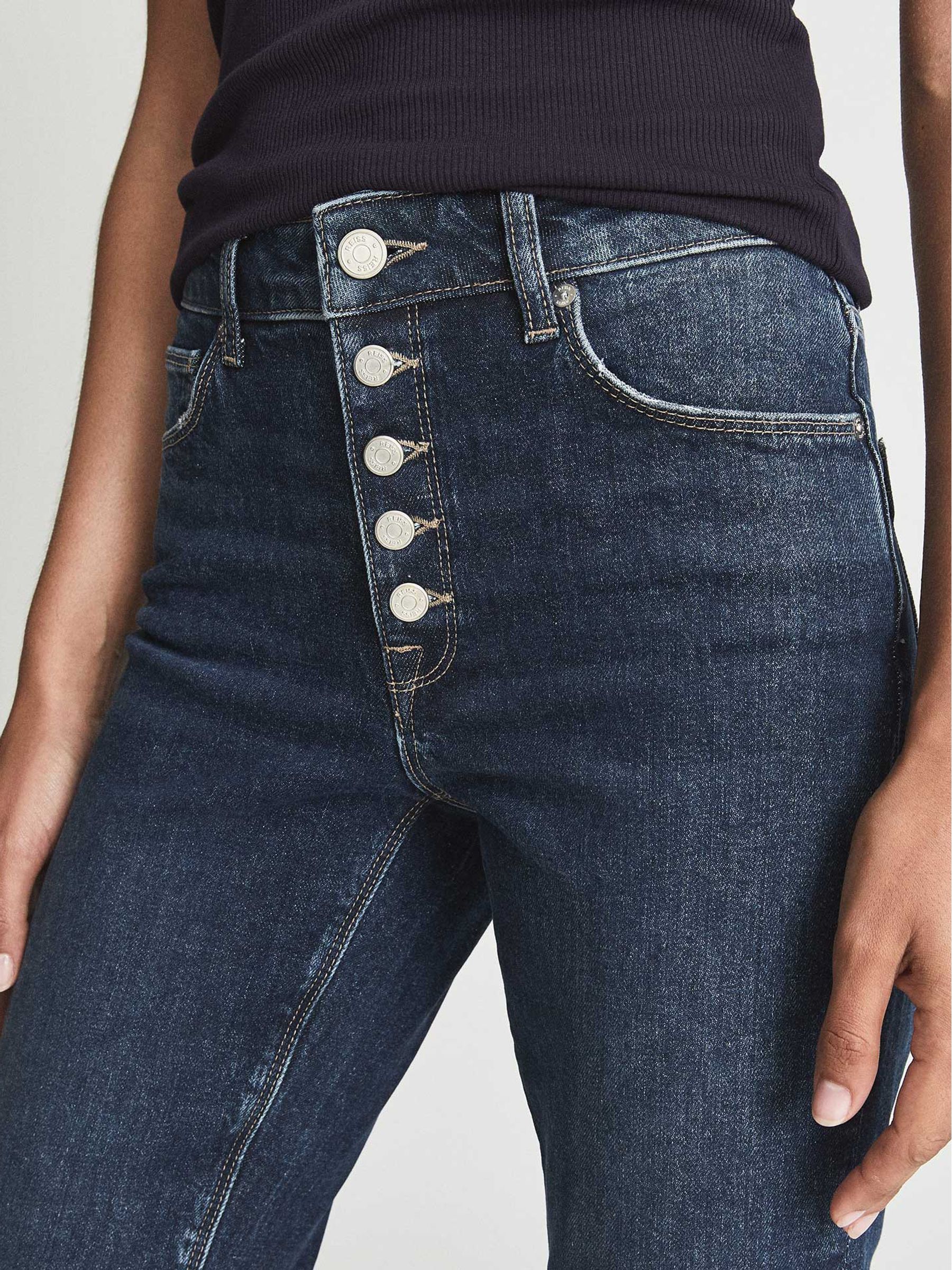 Mid Rise Slim Cut Jeans in Dark Blue - Image 4 of 6