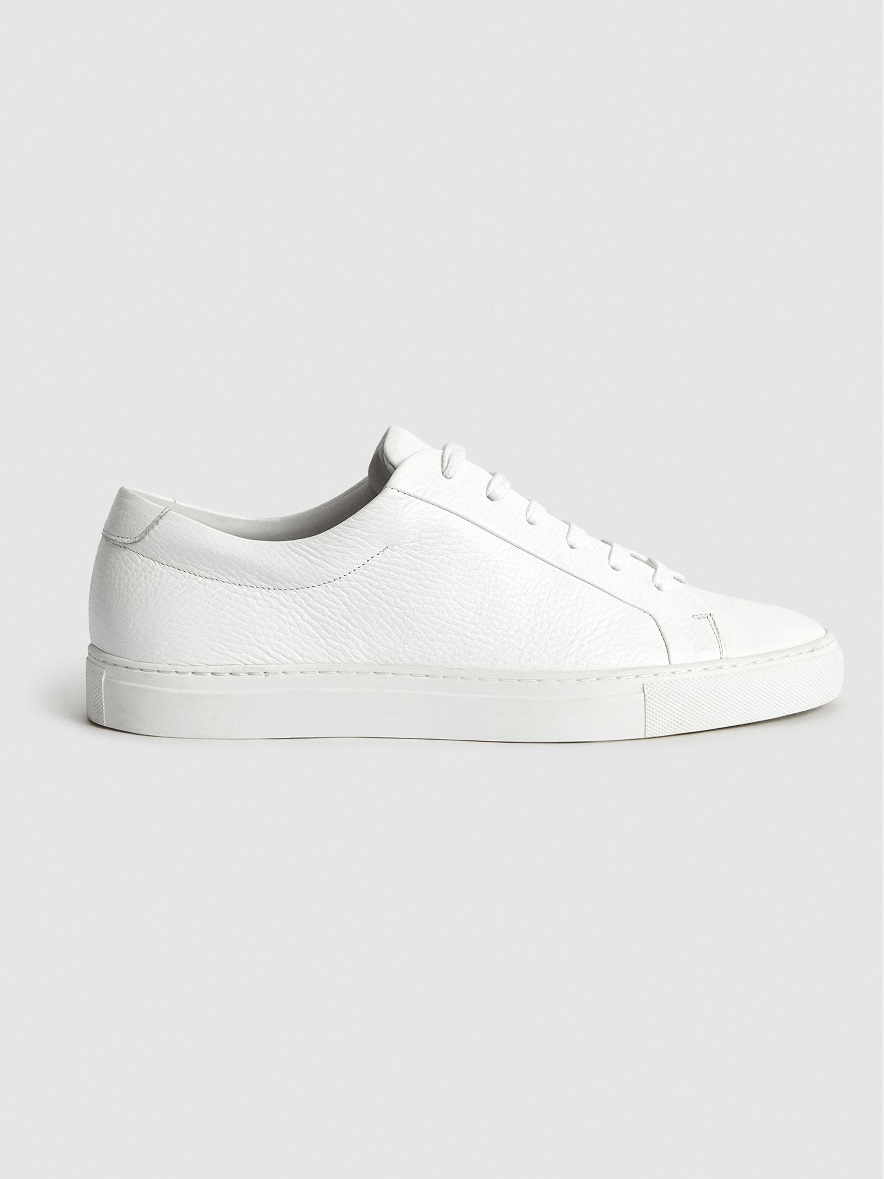 Tumbled Leather Sneakers in White - Image 2 of 6