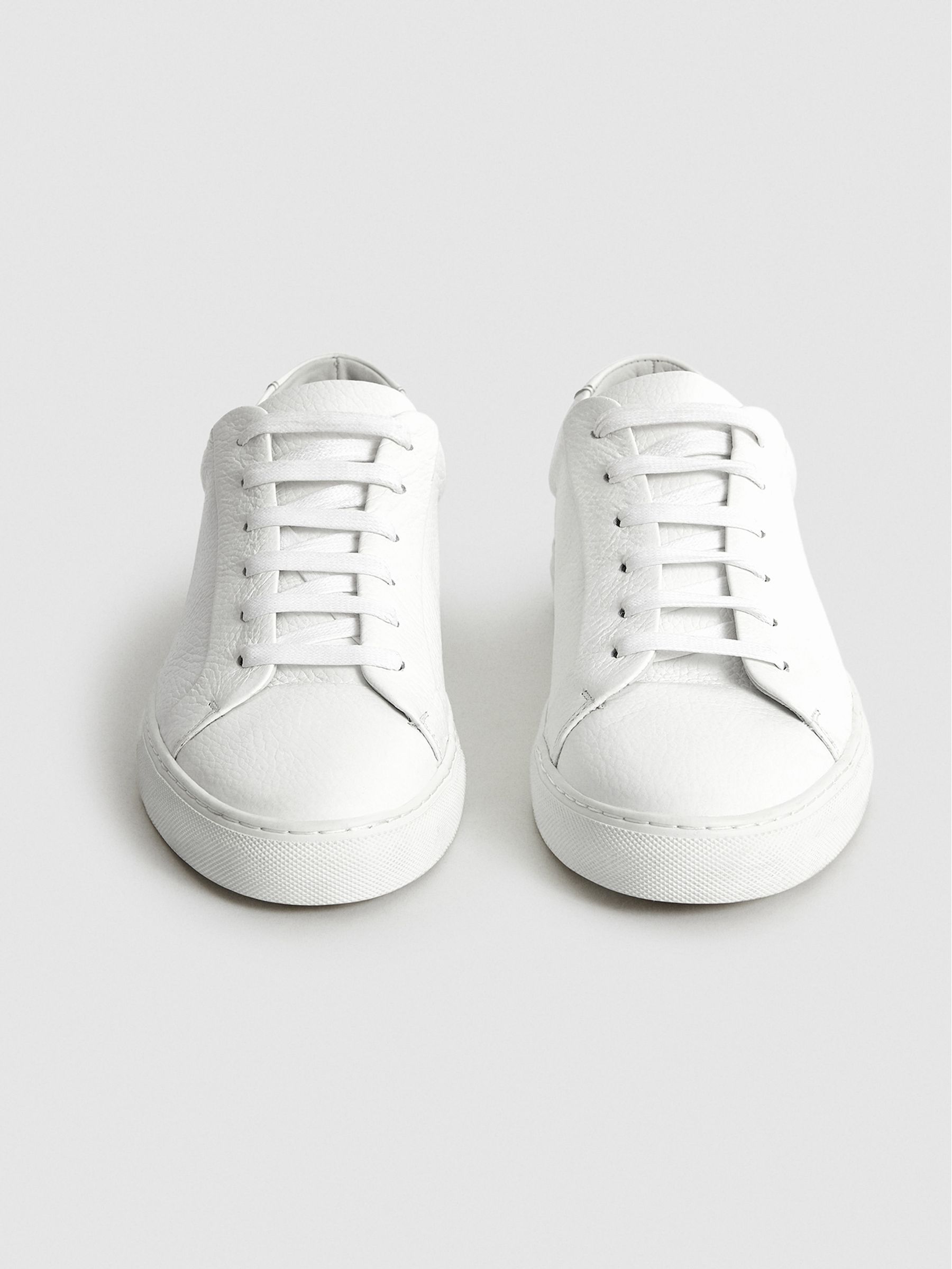 Tumbled Leather Sneakers in White - Image 4 of 6