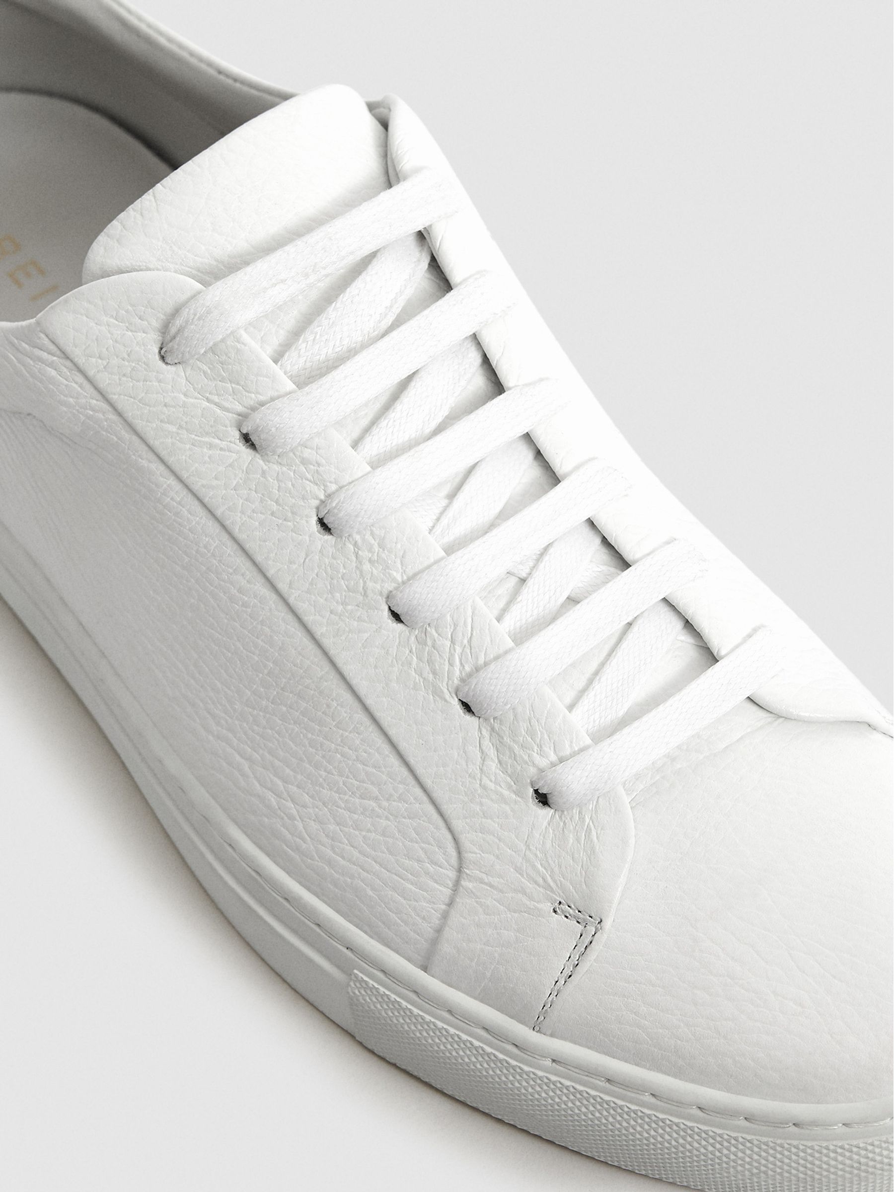 Tumbled Leather Sneakers in White - Image 6 of 6