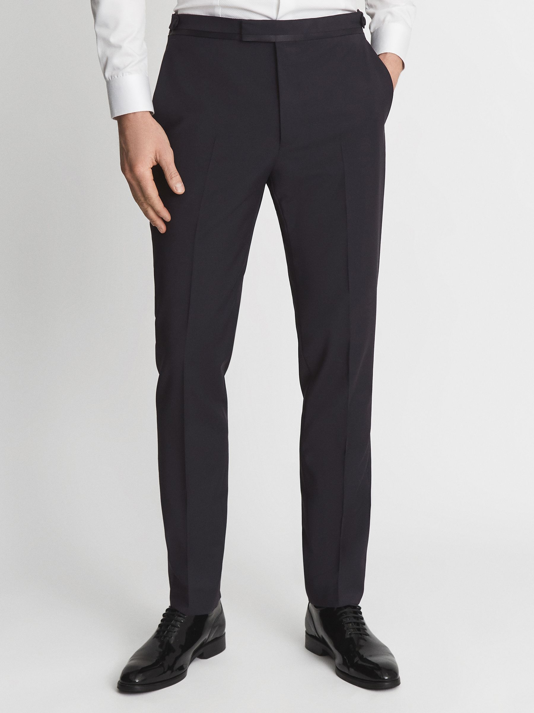 Modern Fit Tuxedo Trousers in Navy - Image 3 of 5