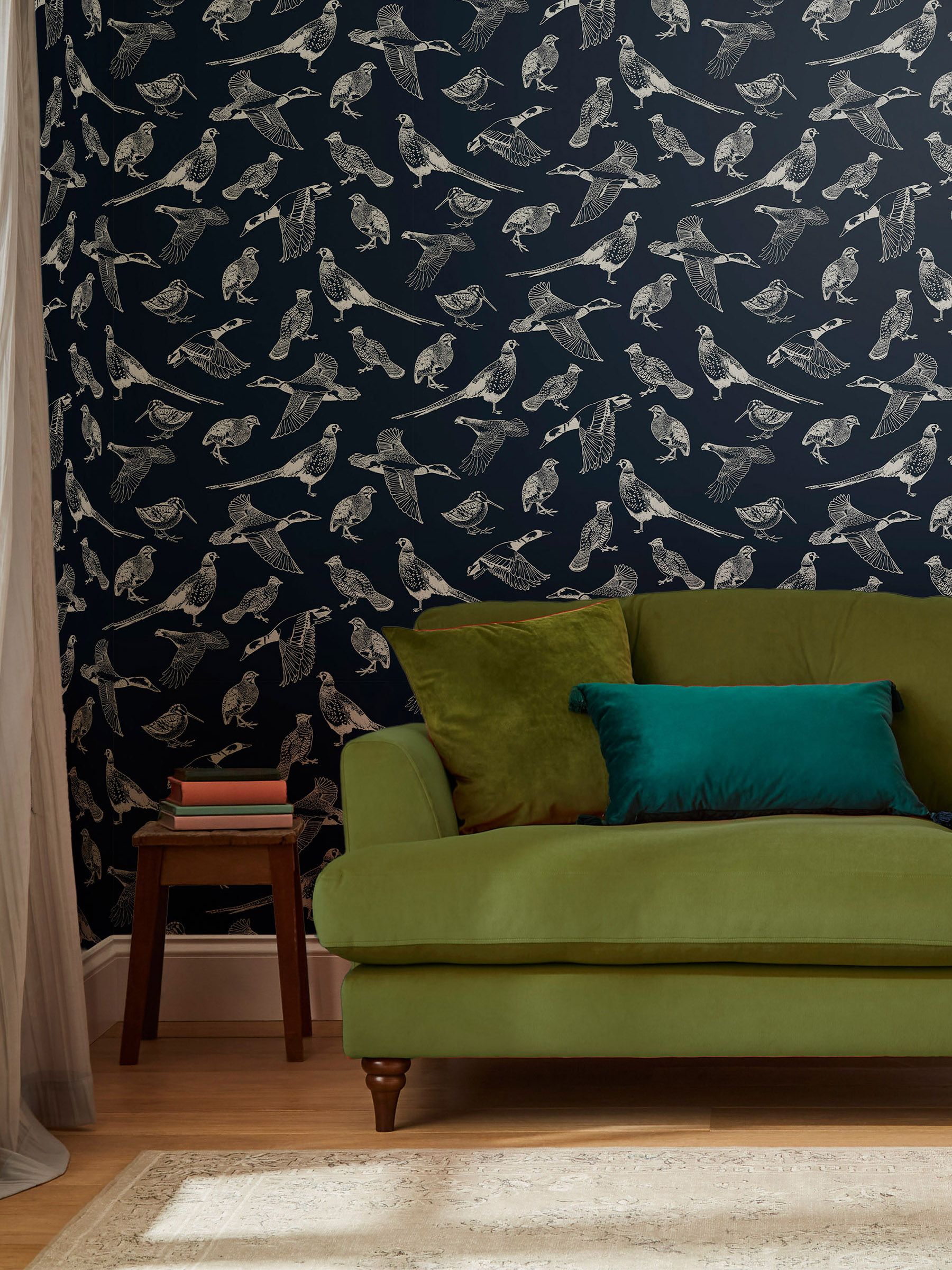 French Navy Hunting Birds Wallpaper Sample Wallpaper - Image 1 of 3