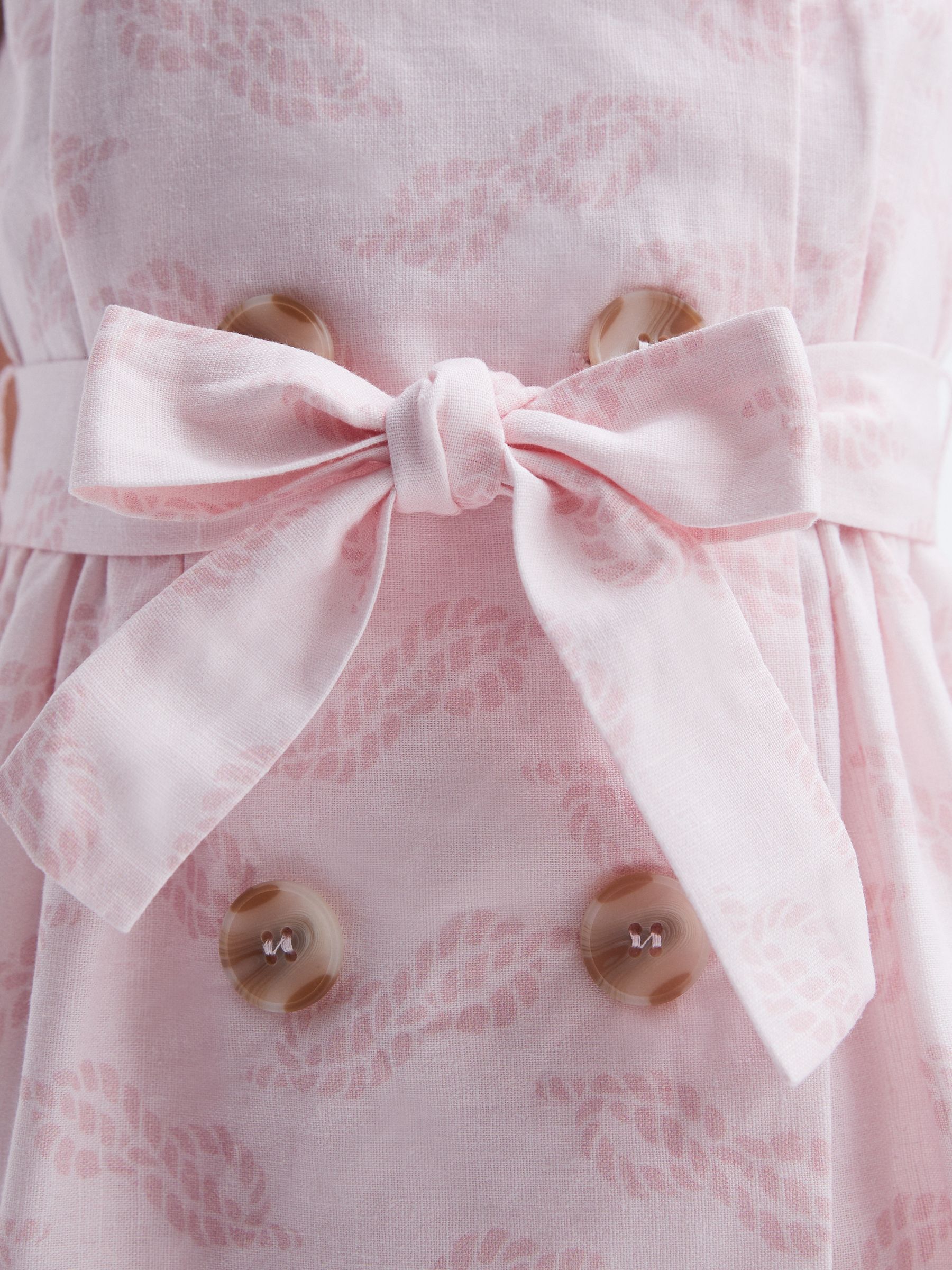 9-12 yrs Cap Sleeve Double Breasted Dress in Pink Print - Image 7 of 8