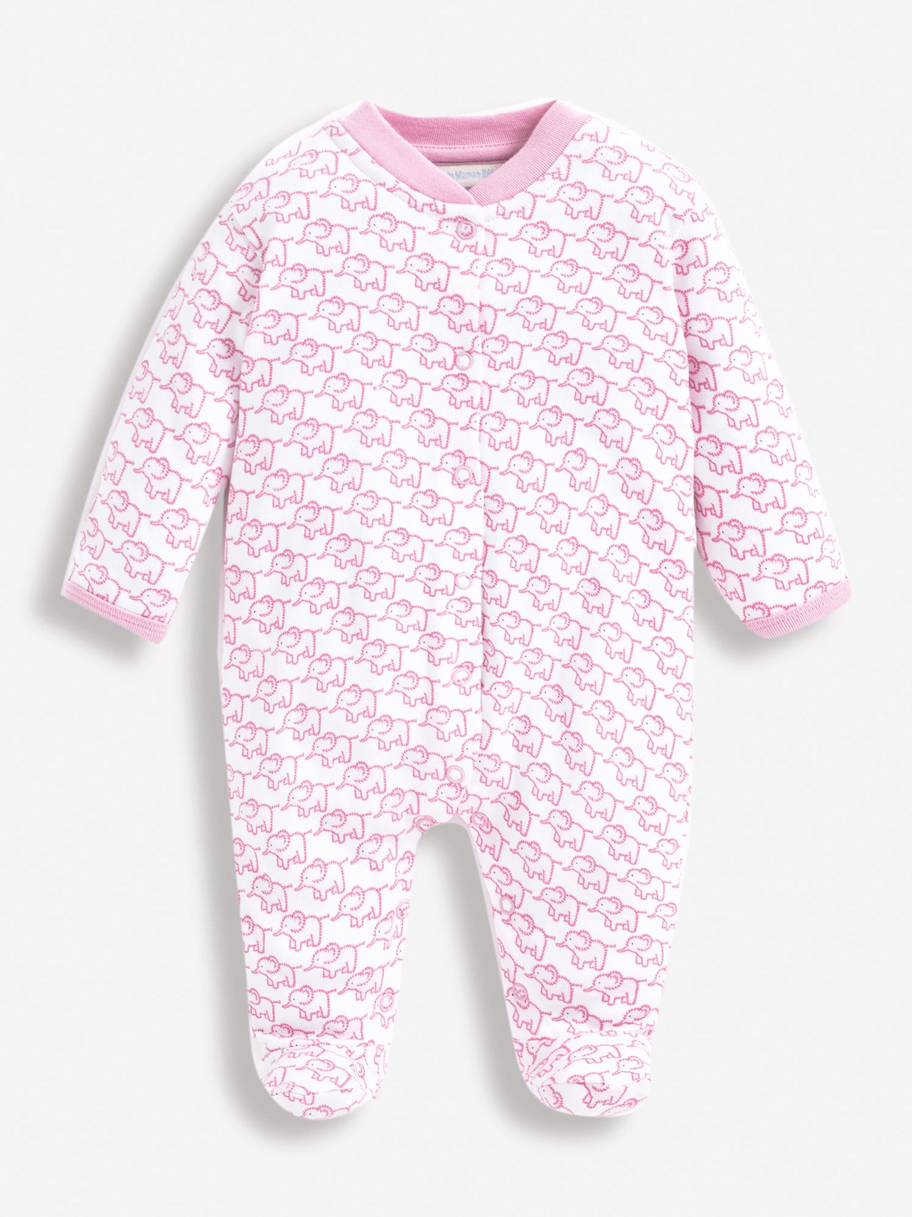 Pink Little Elephant Cotton Baby Sleepsuit - Image 1 of 2