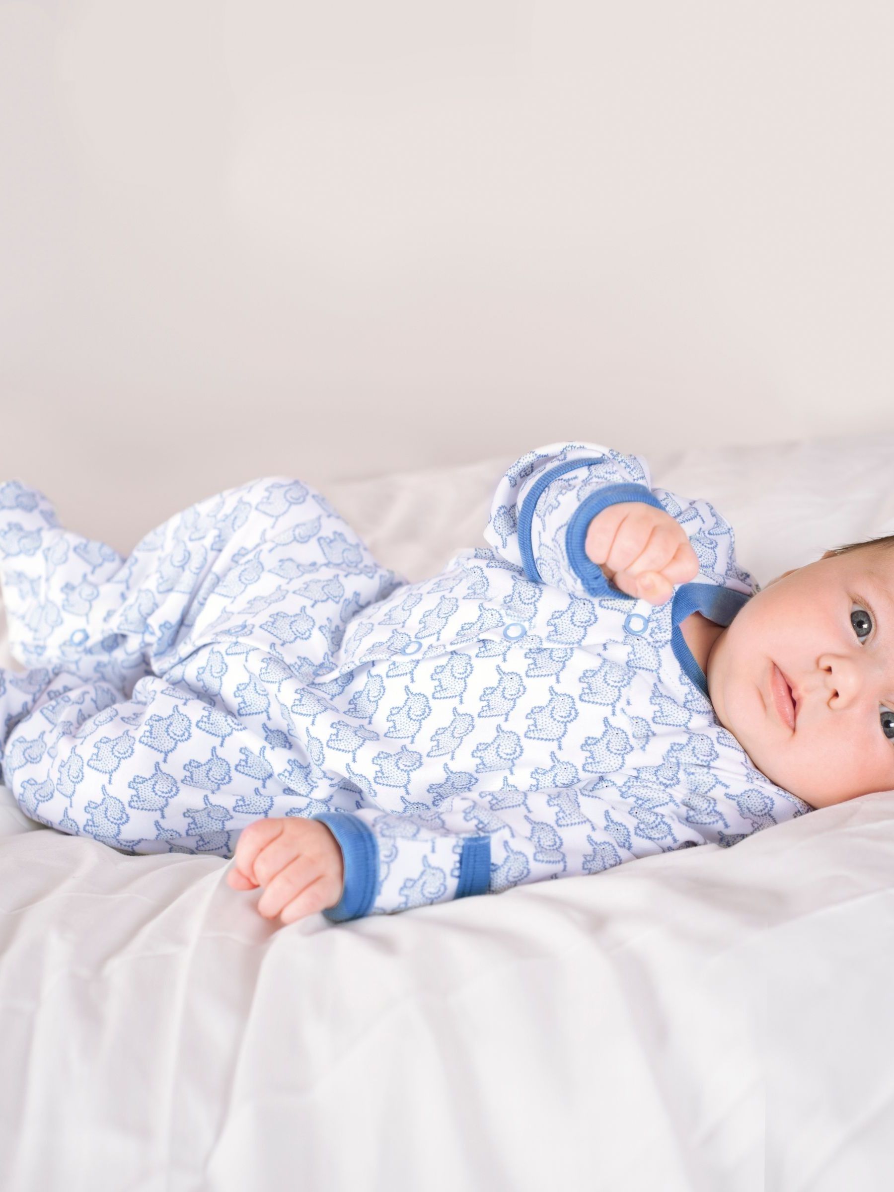 Blue Little Elephant Cotton Baby Sleepsuit - Image 2 of 3