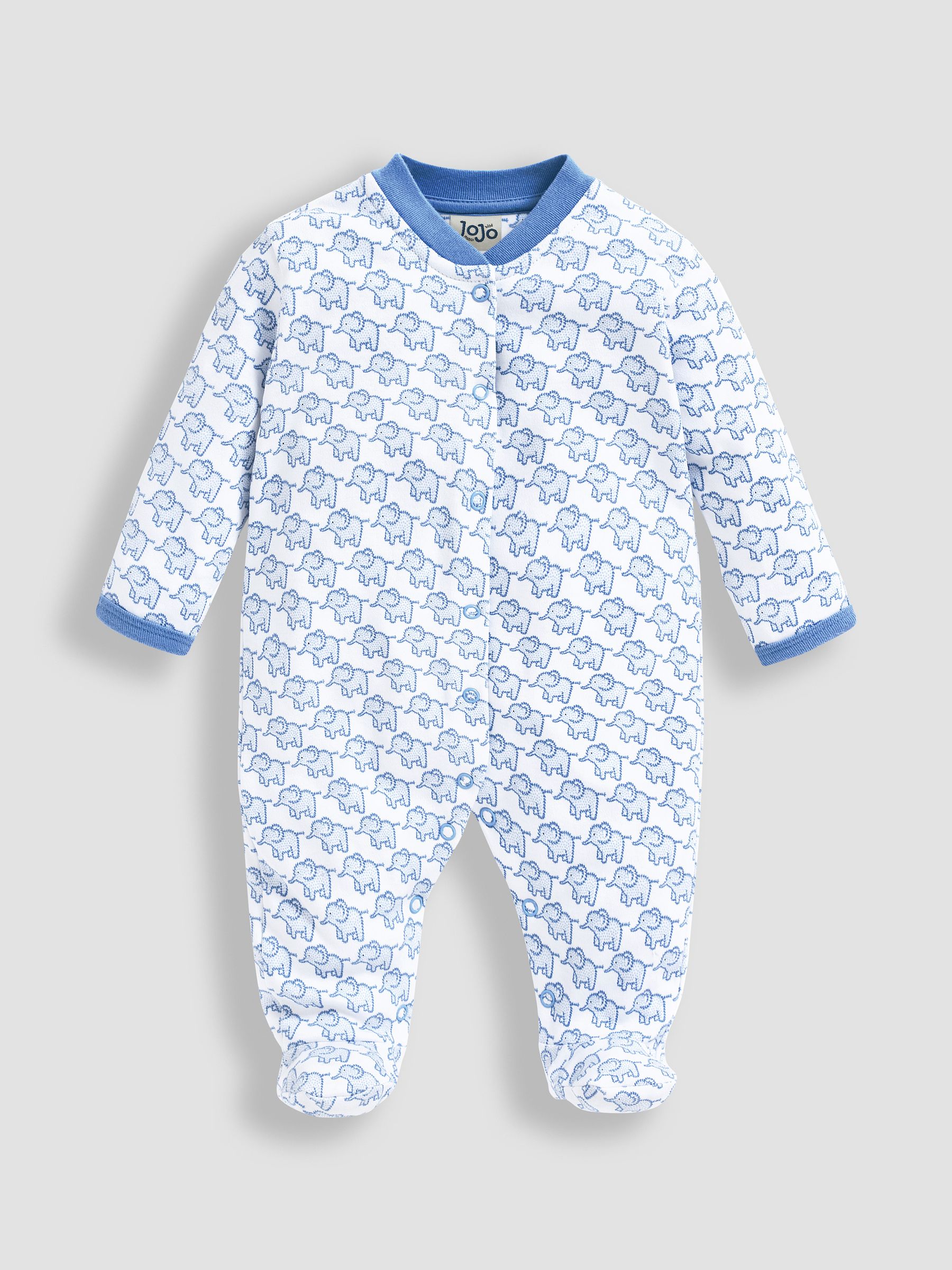 Blue Little Elephant Cotton Baby Sleepsuit - Image 3 of 3