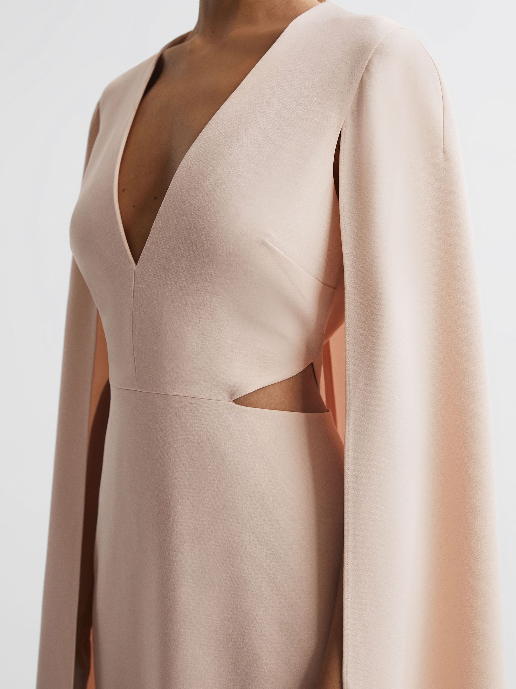 Cape-Style Midi Dress in Nude - Image 6 of 6 Cape-Style Midi Dress in Nude - Image 6 of 6