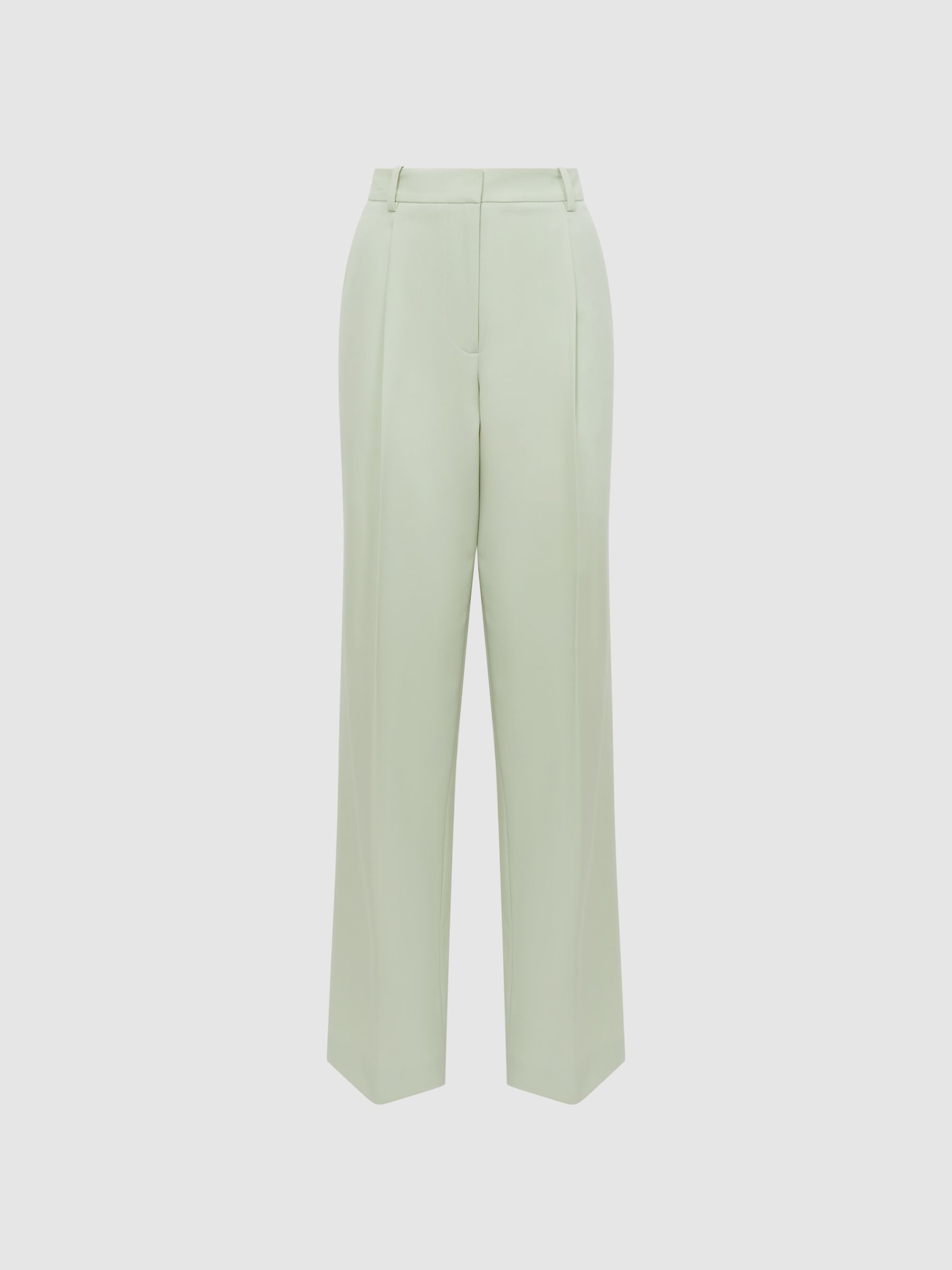 Wide Leg Wool Blend Trousers in Green - Image 2 of 5