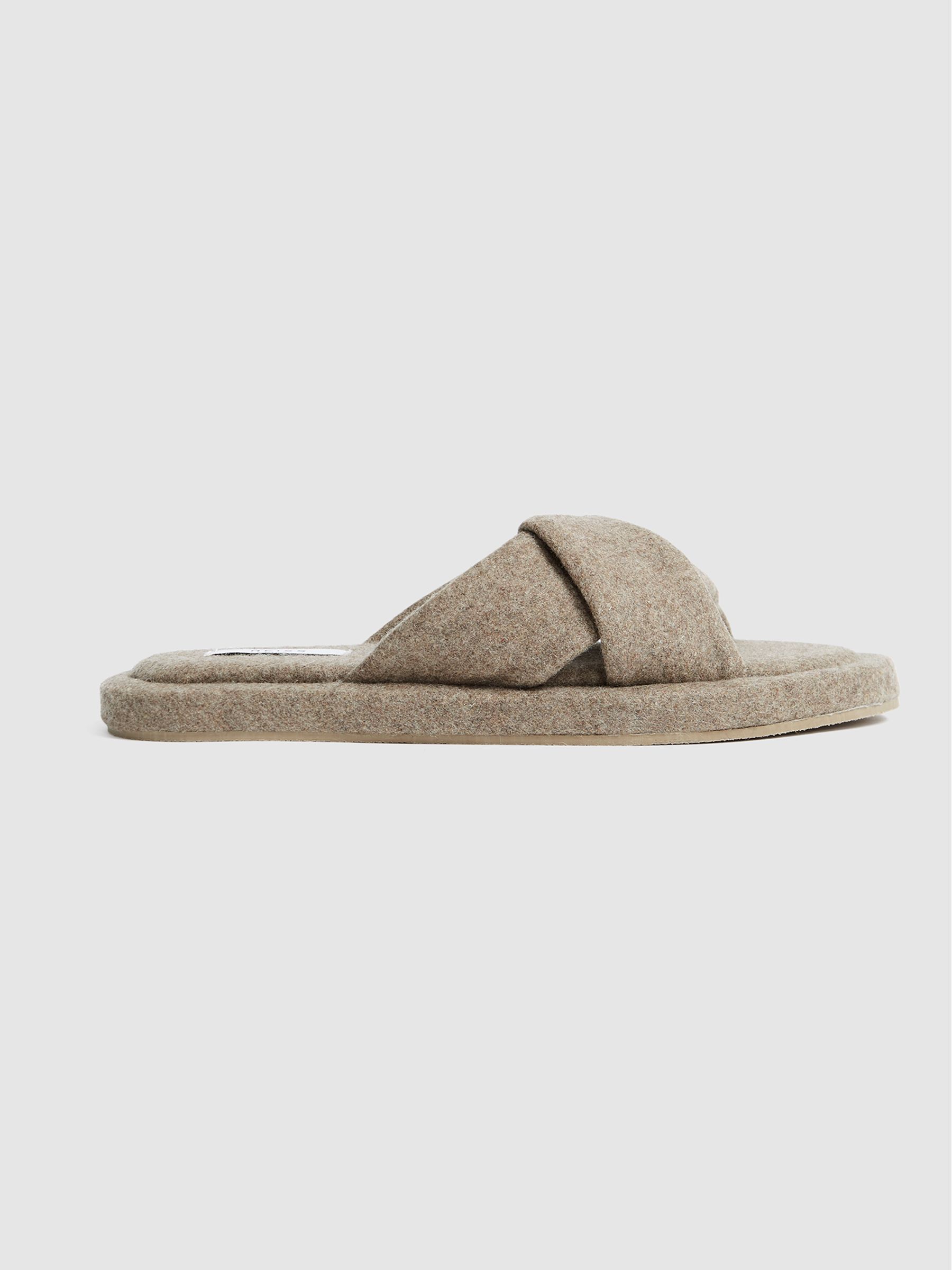 Wool Felt Slider Slippers in Biscuit - Image 2 of 5