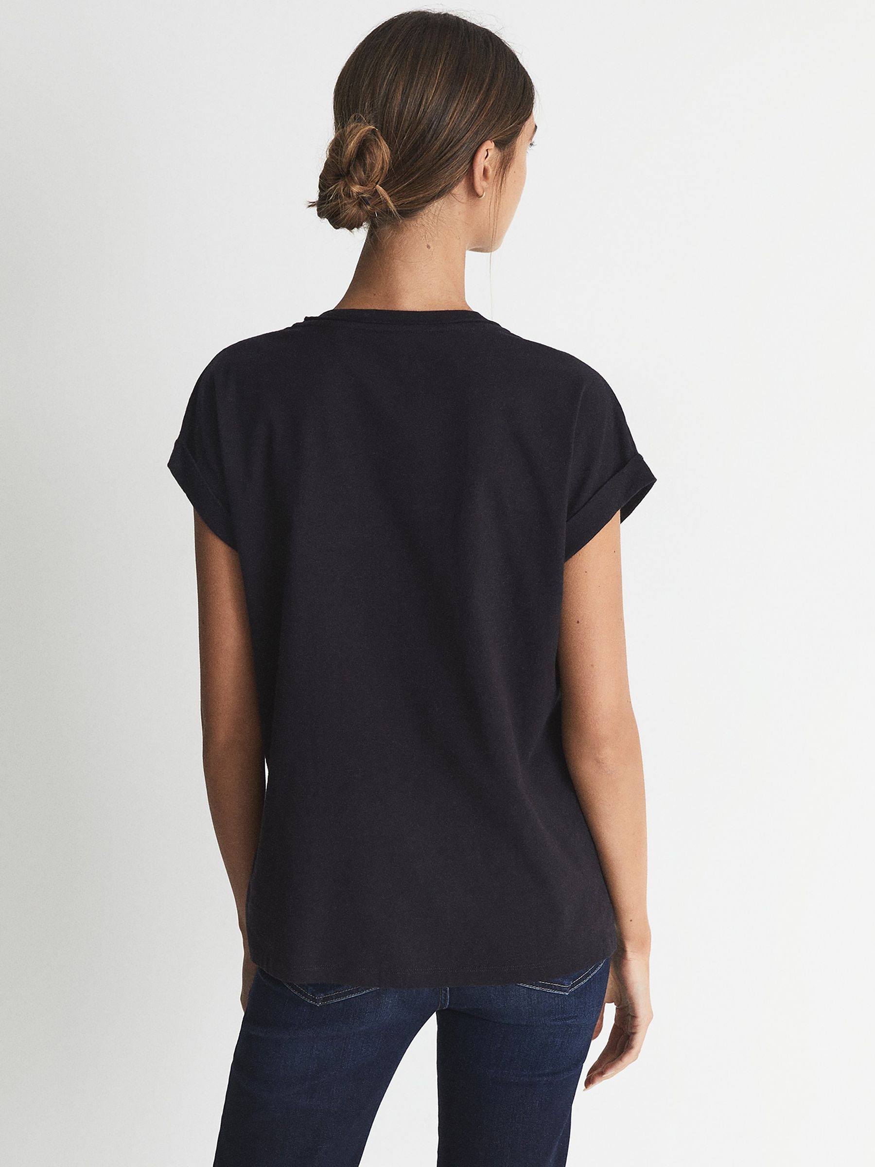 Cotton-Jersey Crew Neck T-Shirt in Navy - Image 5 of 6