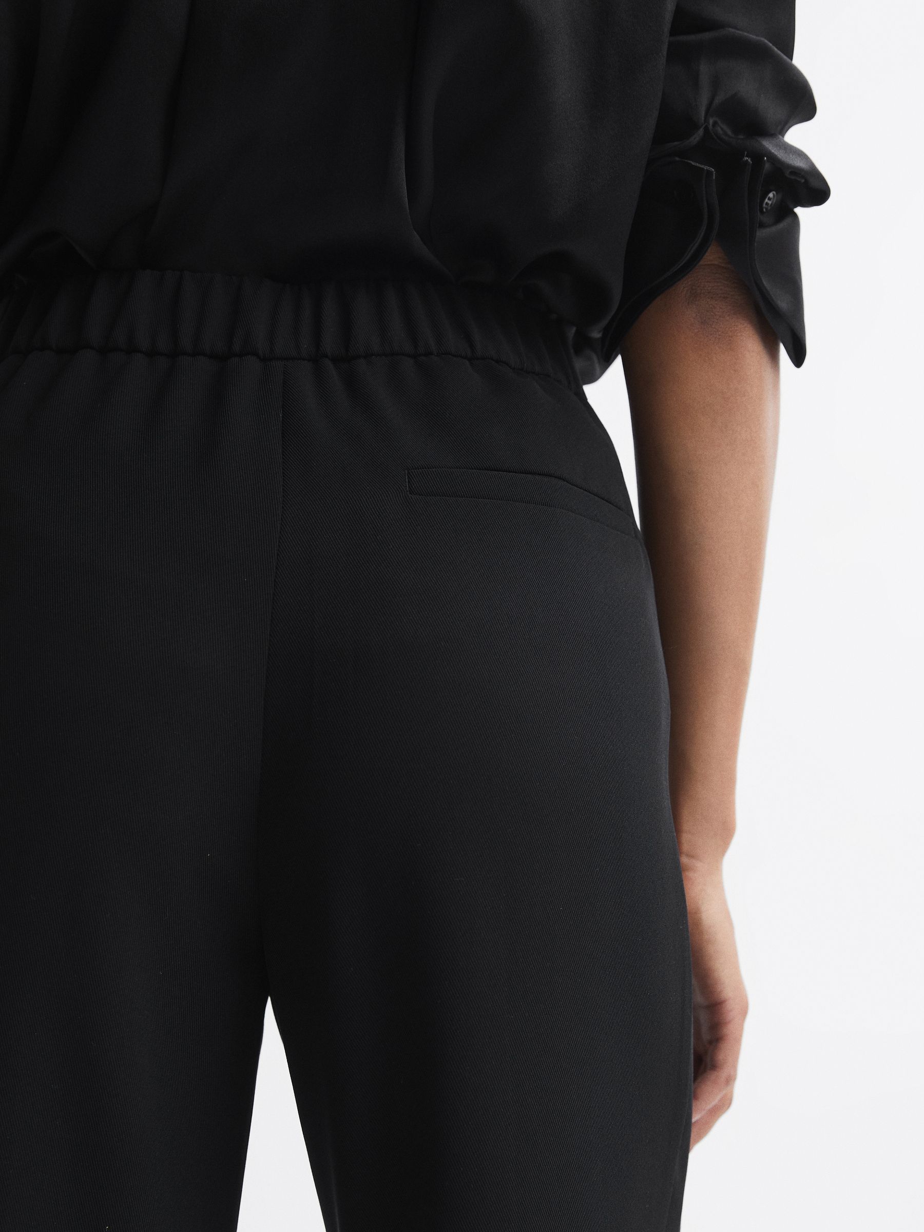 Elasticated Waist Wide Leg Trousers in Black - Image 4 of 7