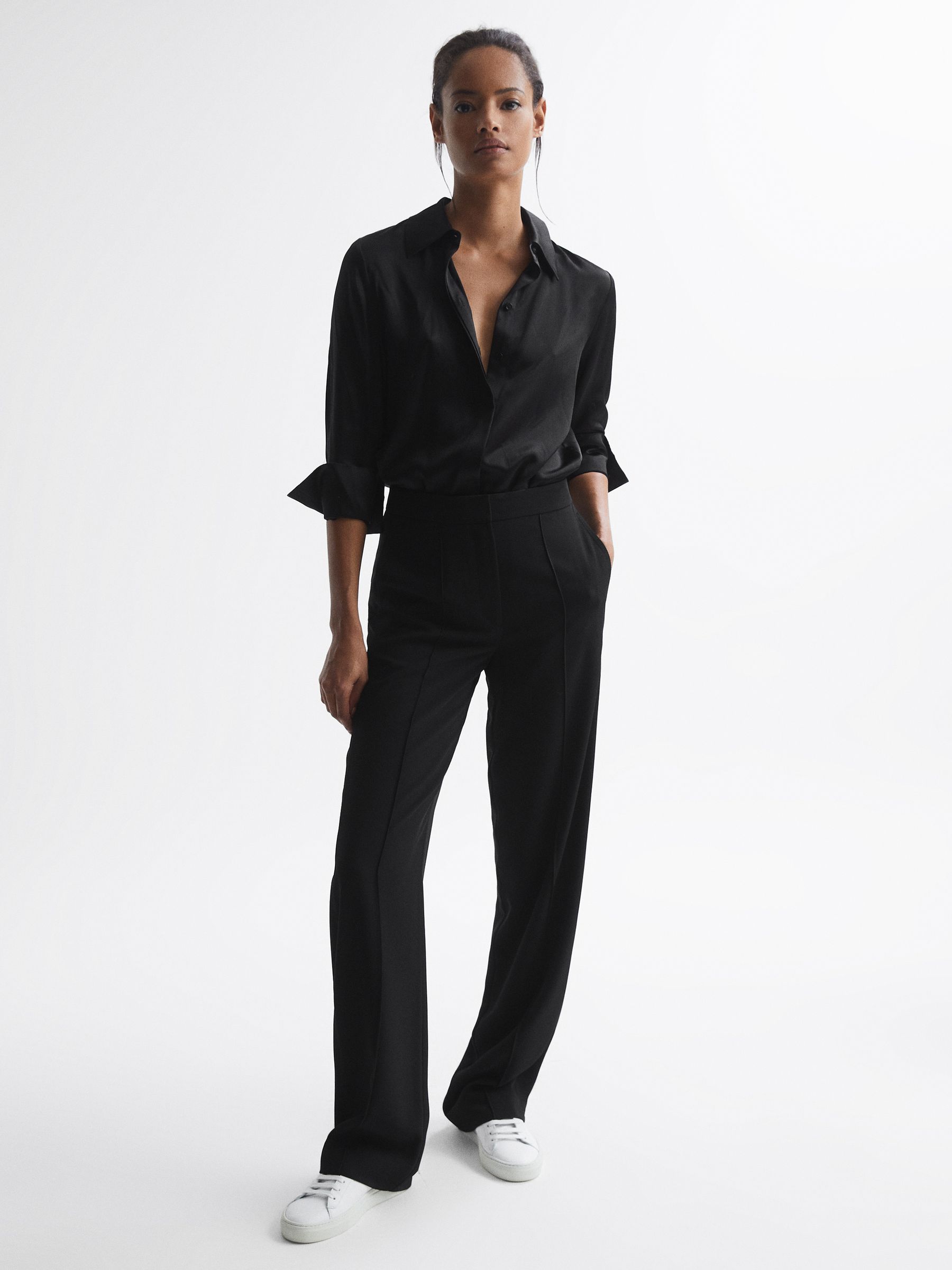 Elasticated Waist Wide Leg Trousers in Black - Image 6 of 7