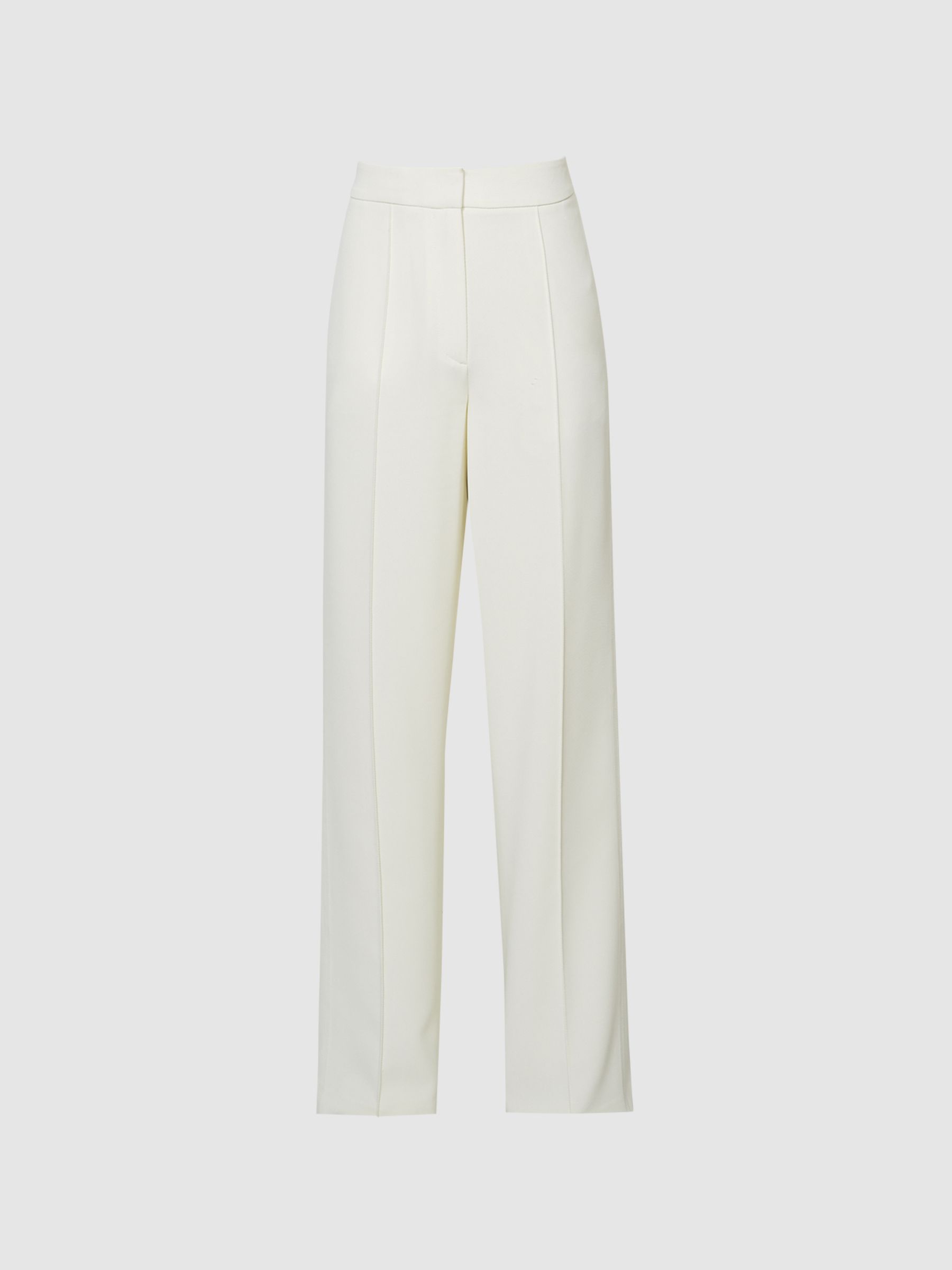 Elasticated Waist Wide Leg Trousers in Cream - Image 2 of 8