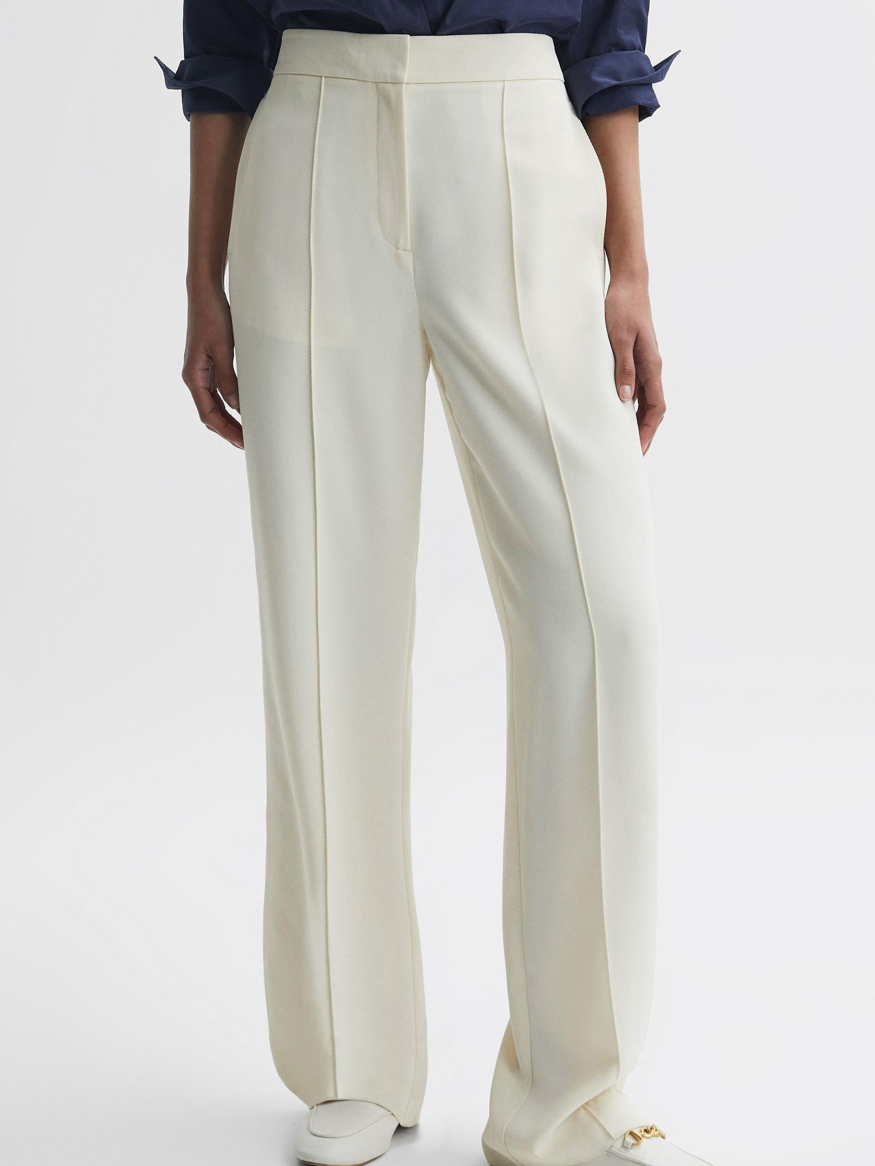 Elasticated Waist Wide Leg Trousers in Cream - Image 3 of 6