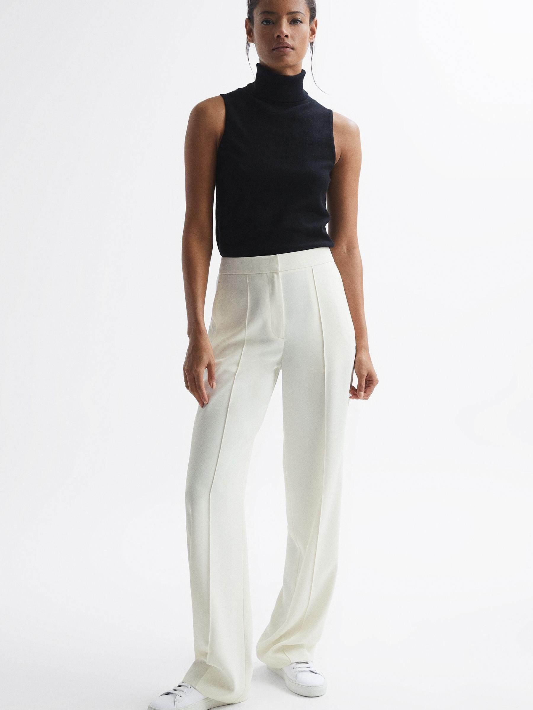 Elasticated Waist Wide Leg Trousers in Cream - Image 6 of 6