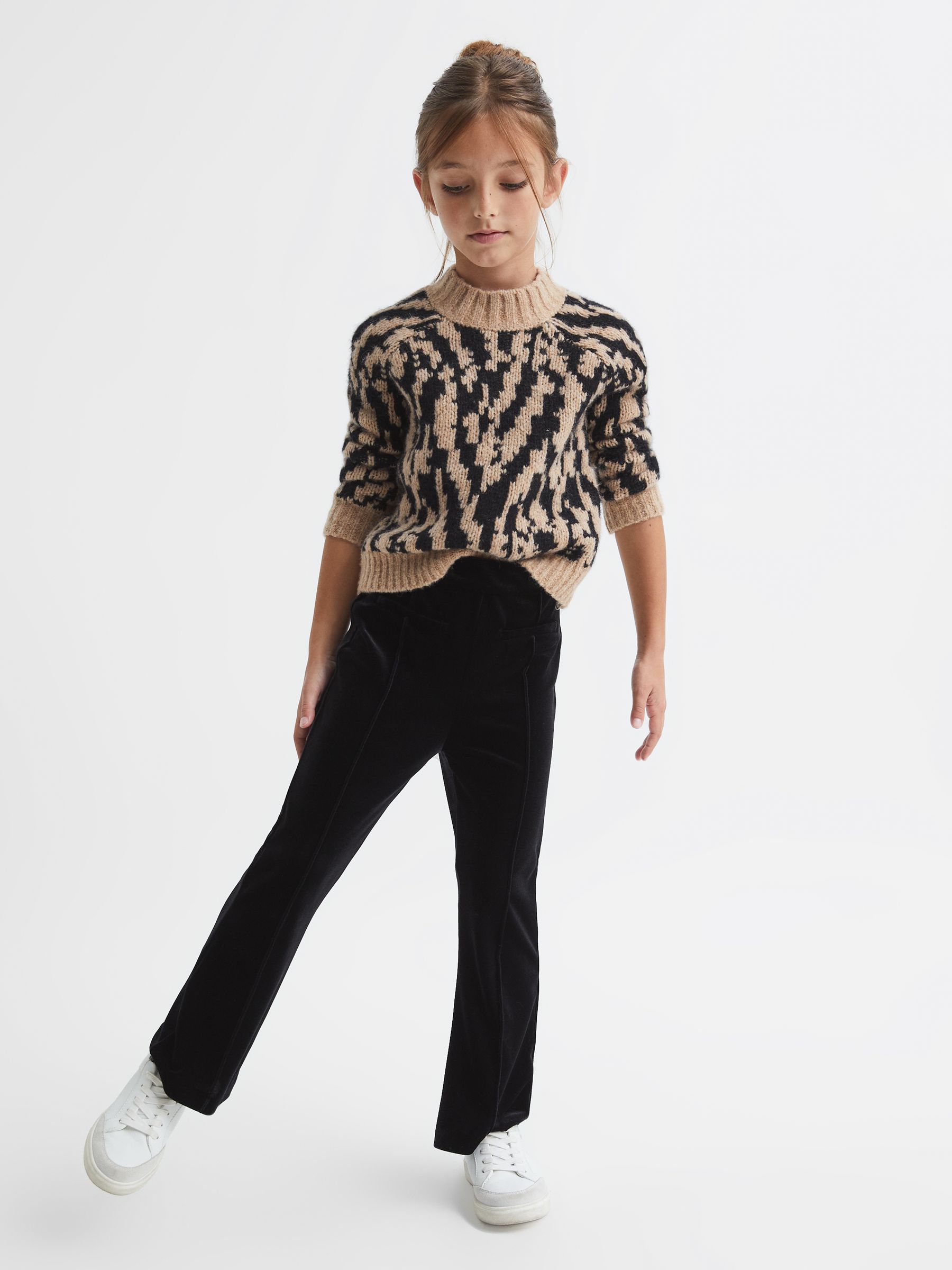 Senior Velvet Flared Trousers in Black - Image 3 of 6