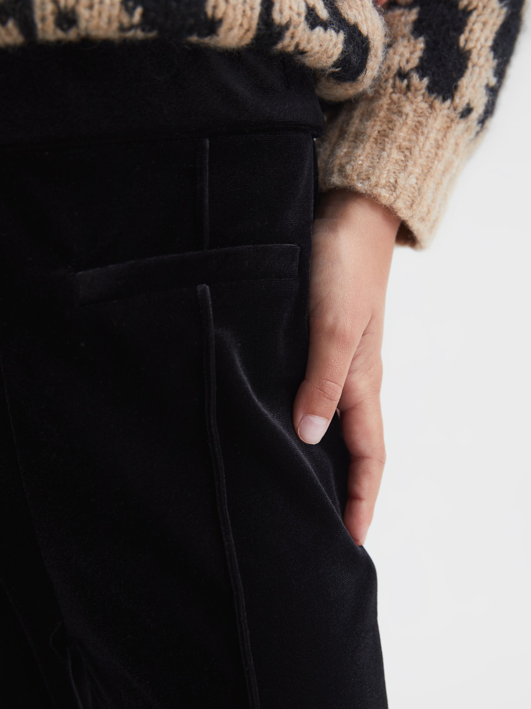 Senior Velvet Flared Trousers in Black - Image 4 of 6