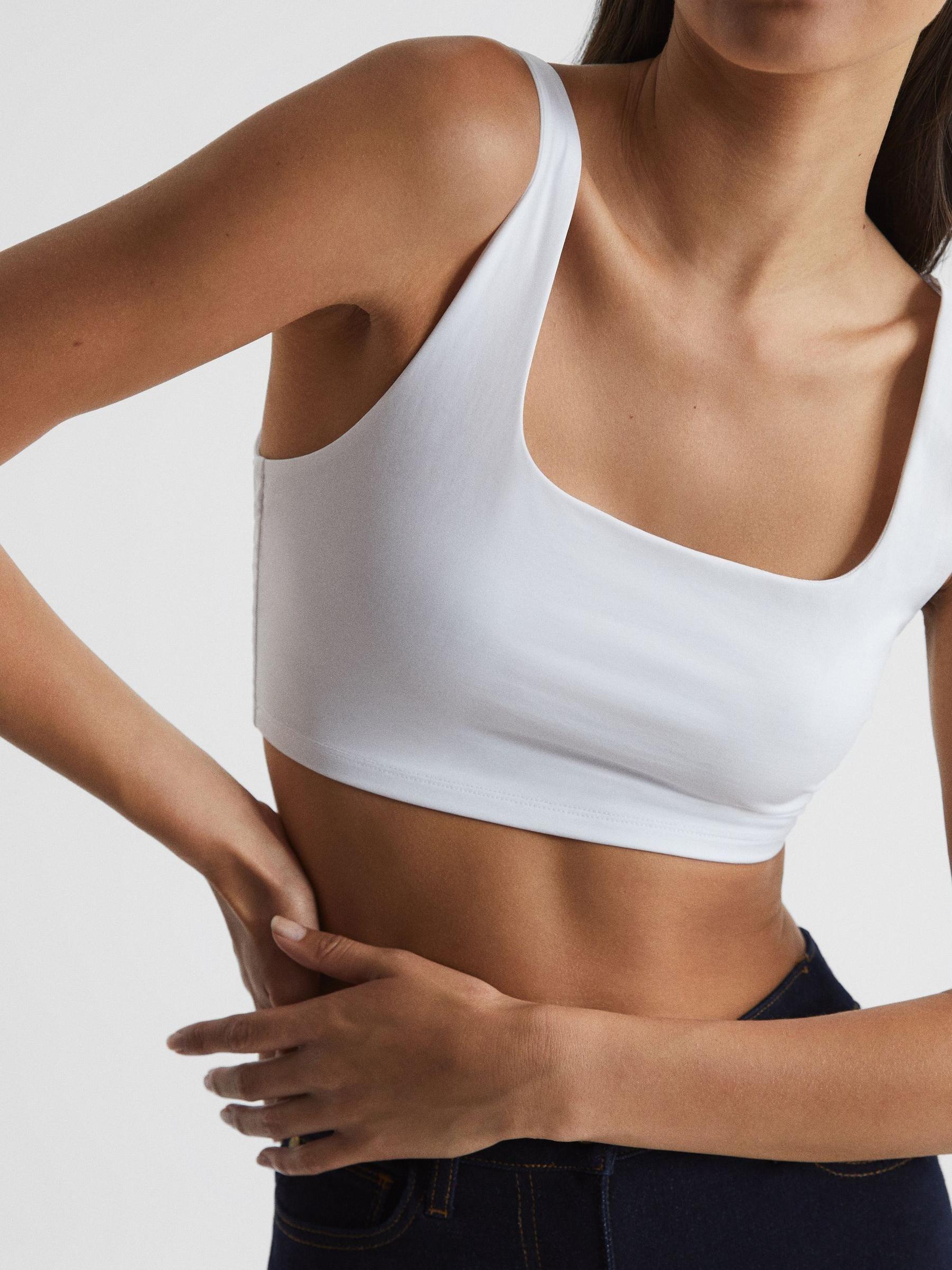 Square Neck Crop Top in White - Image 1 of 7