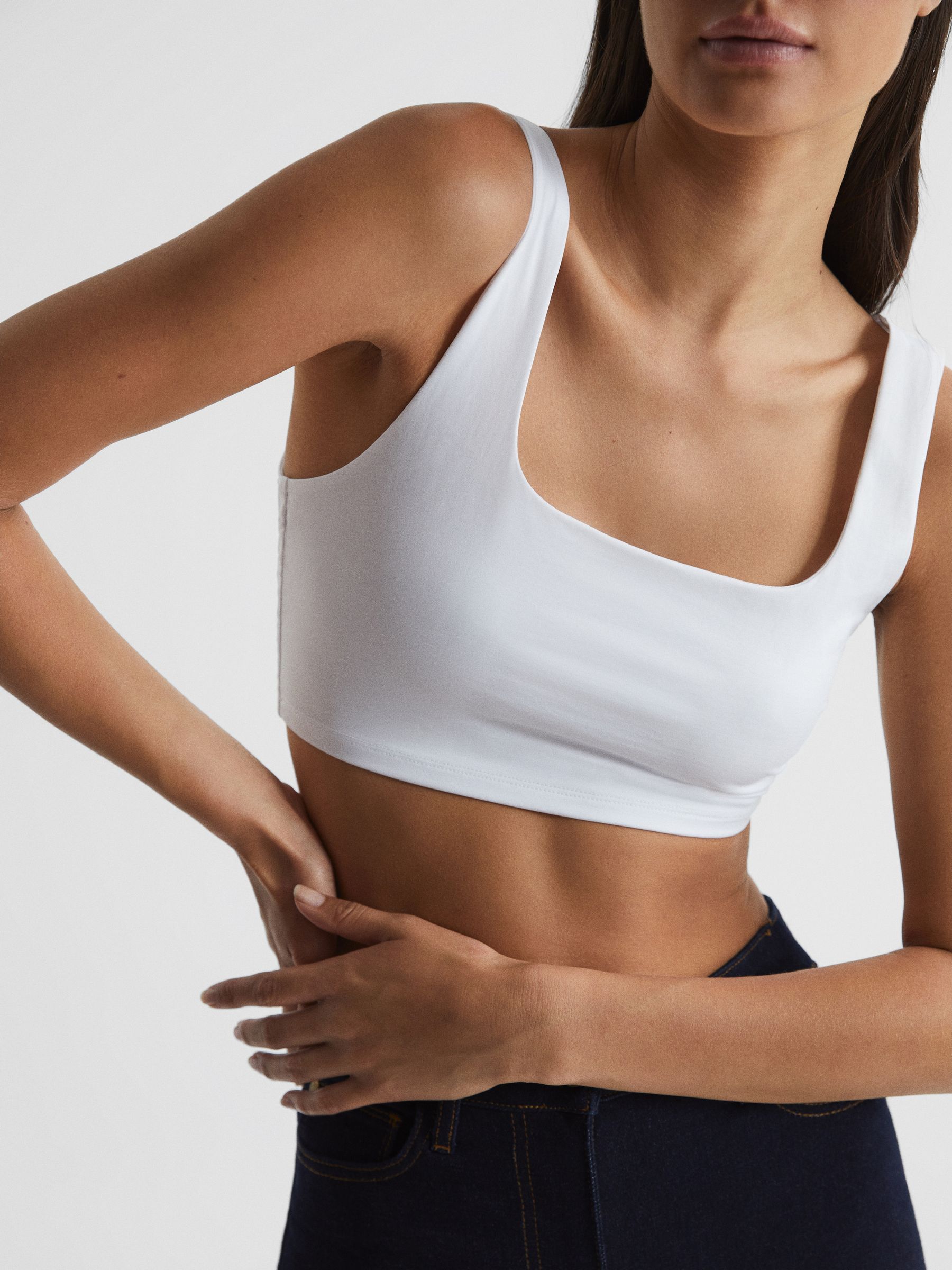 Square Neck Crop Top in White - Image 7 of 7