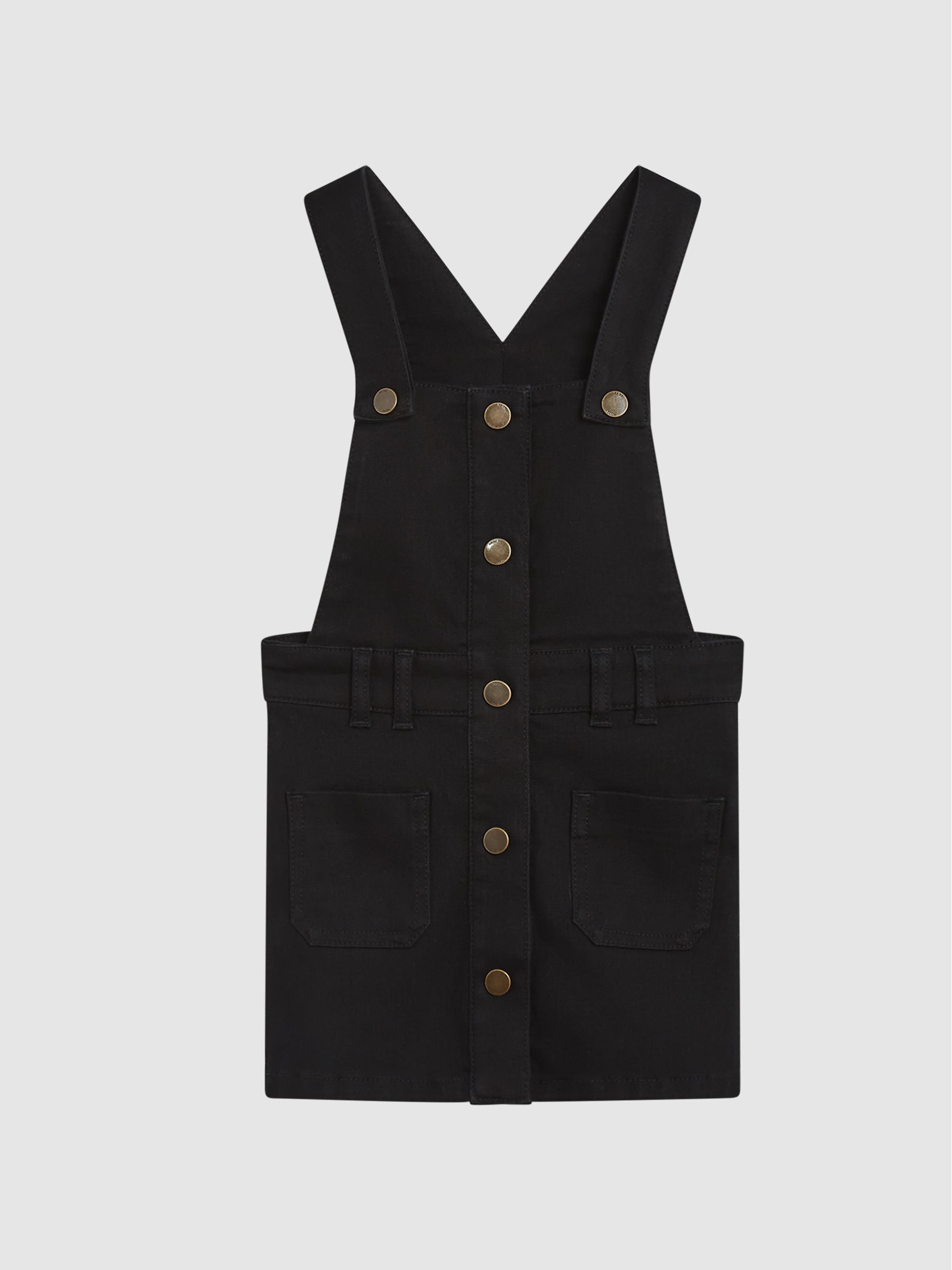 Denim Dungaree Dress in Black - Image 2 of 6