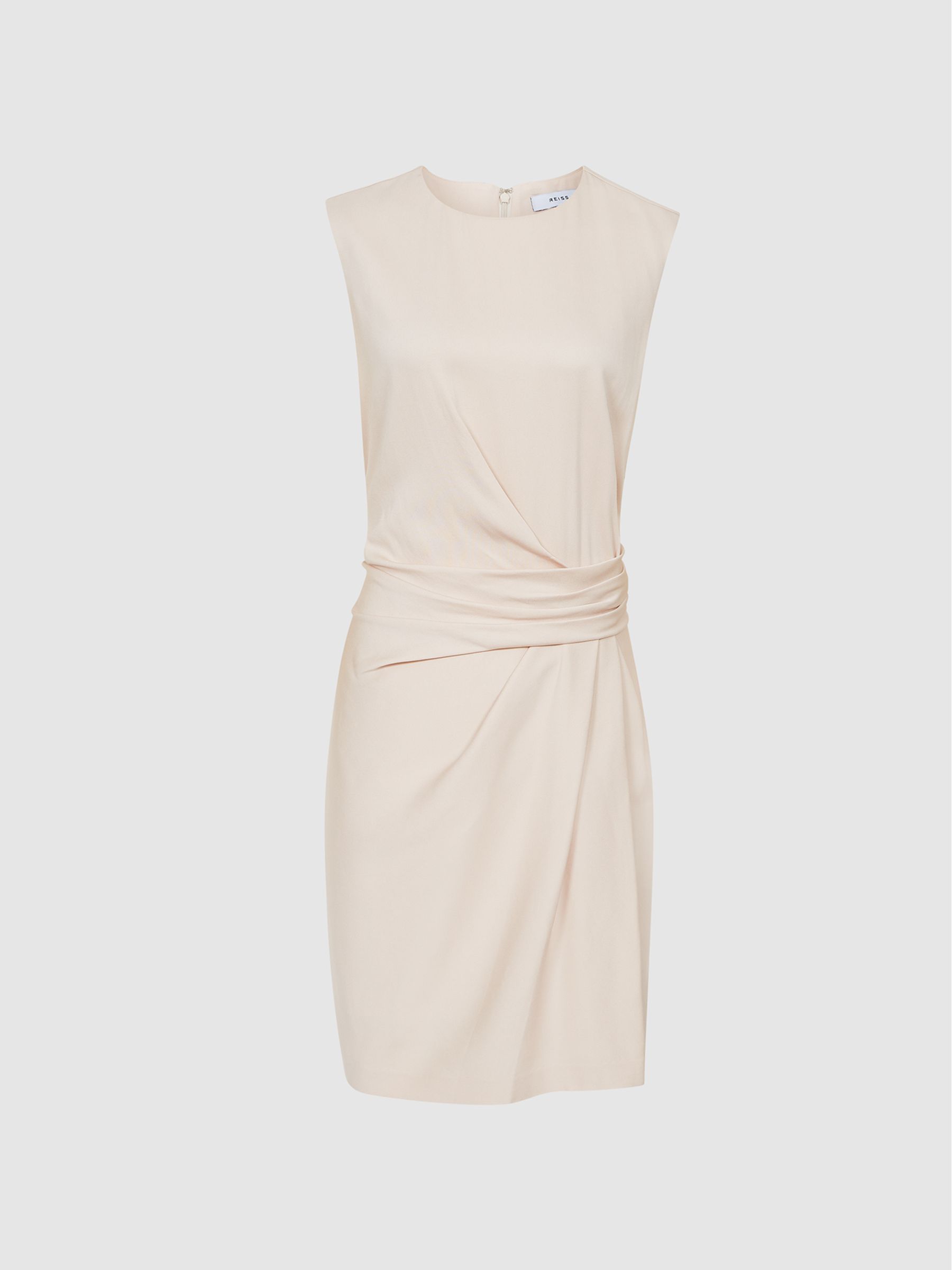 Reiss Fitted Shift Mini Dress in Nude - REISS