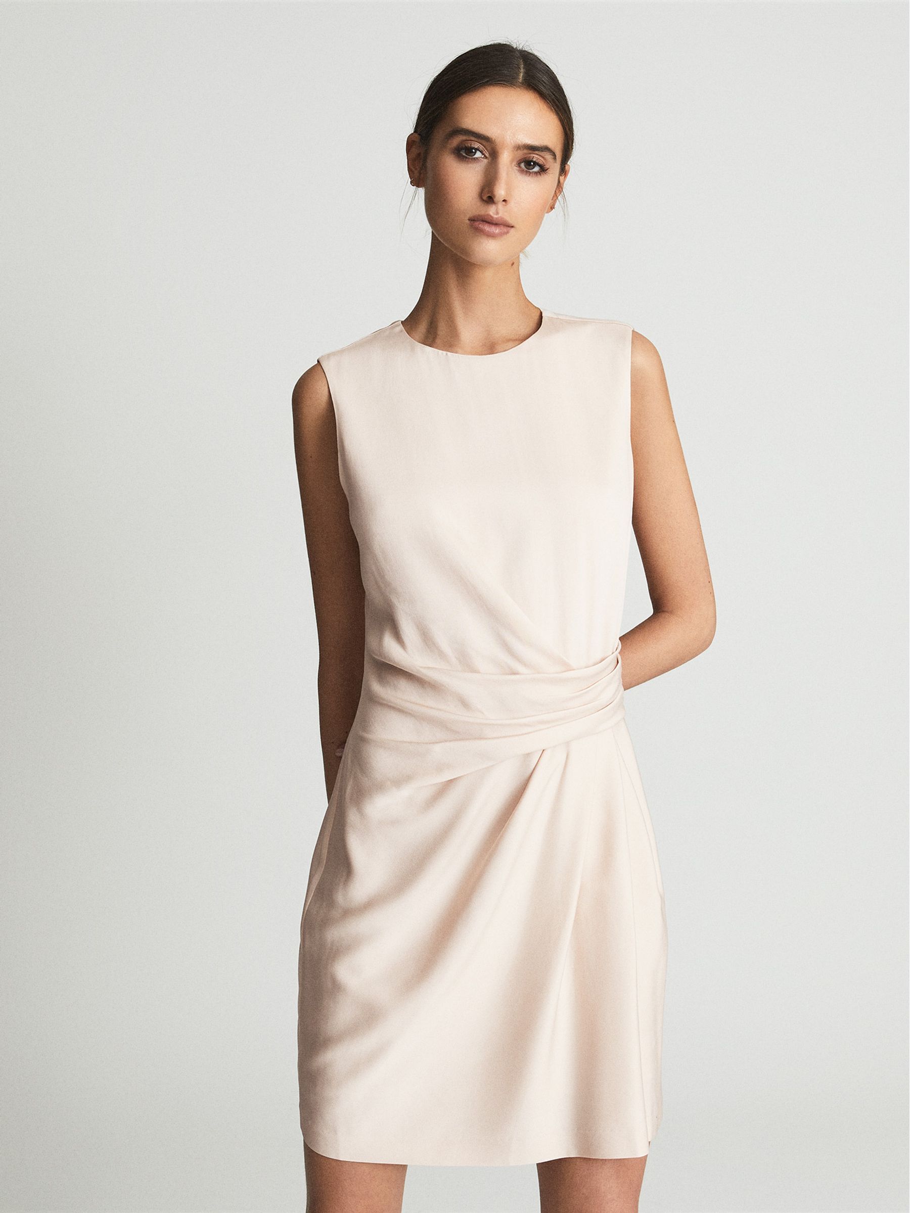 Fitted Shift Mini Dress in Nude - Image 4 of 5