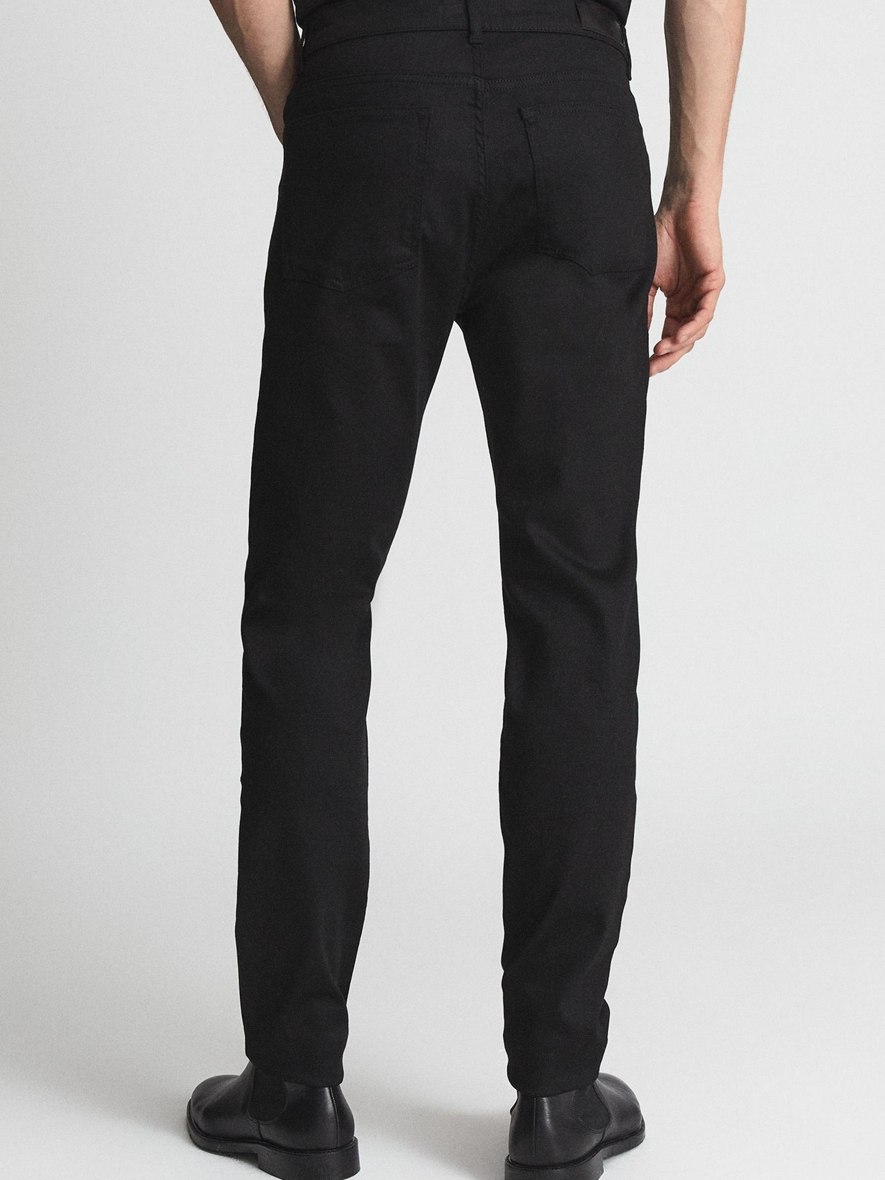 Tapered Slim Fit Jersey Stretch Jeans in Black - Image 5 of 7
