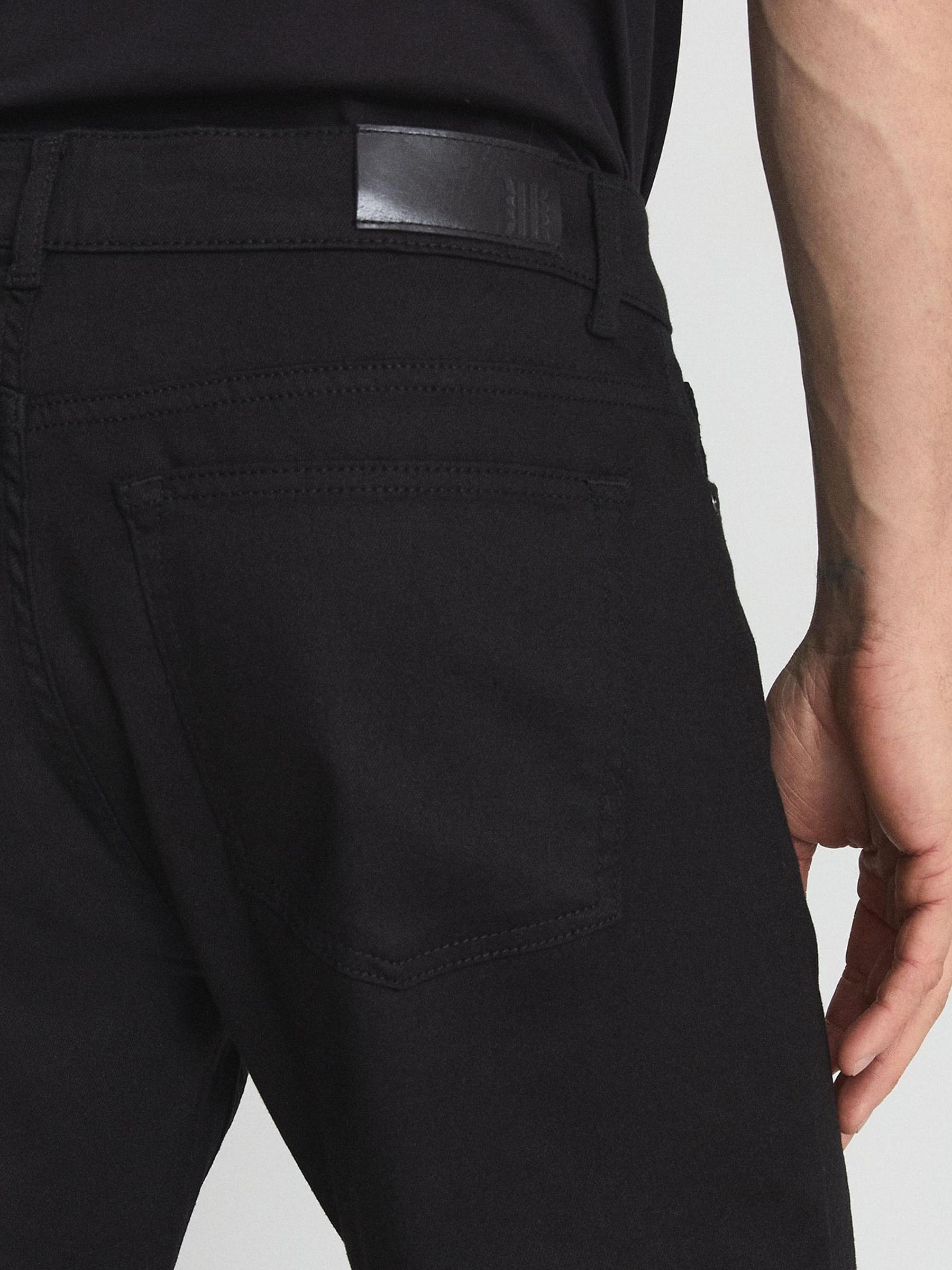 Tapered Slim Fit Jersey Stretch Jeans in Black - Image 6 of 7