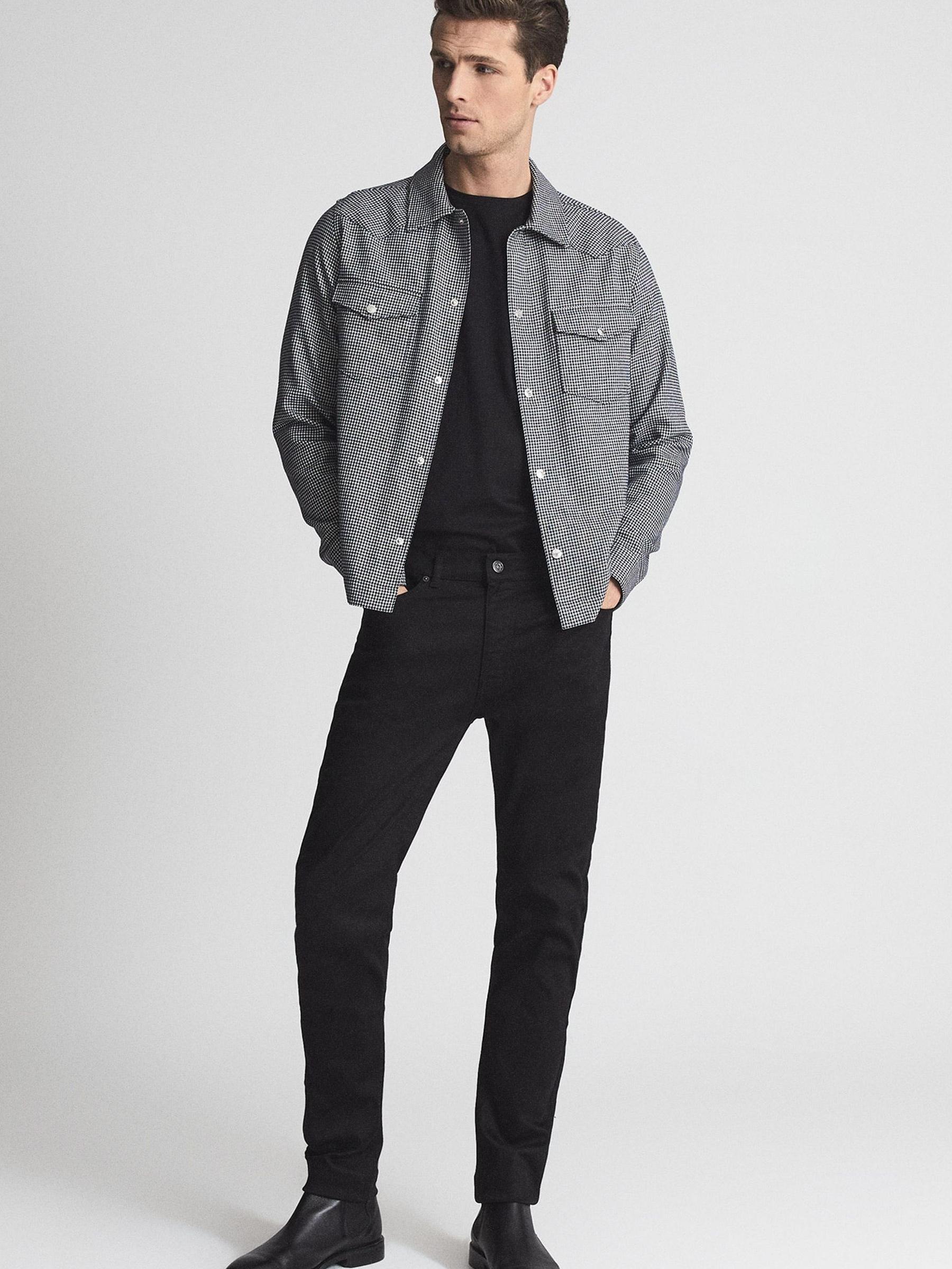 Tapered Slim Fit Jersey Stretch Jeans in Black - Image 7 of 7