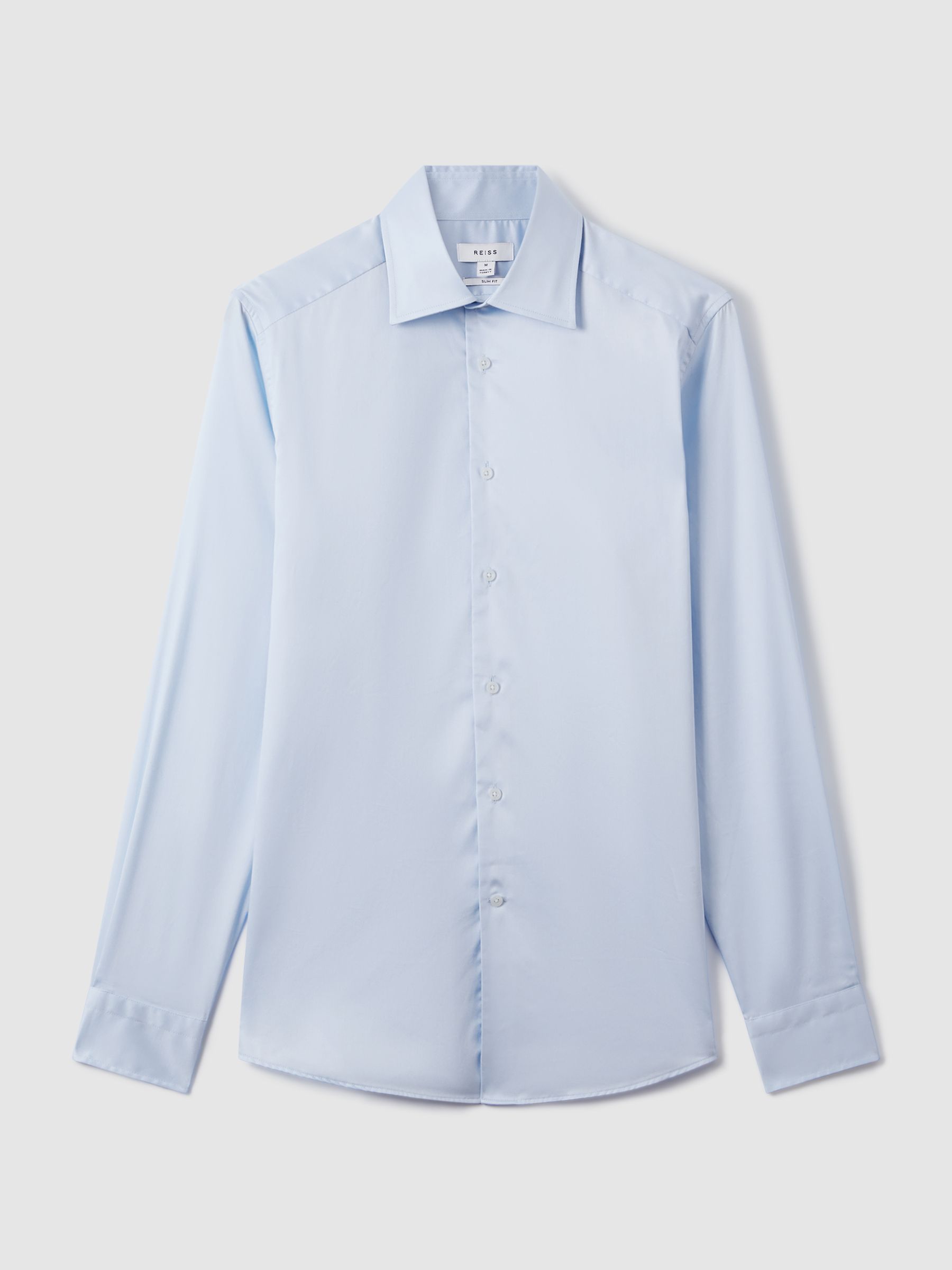 Slim Fit Cotton Blend Shirt in Blue - Image 2 of 5