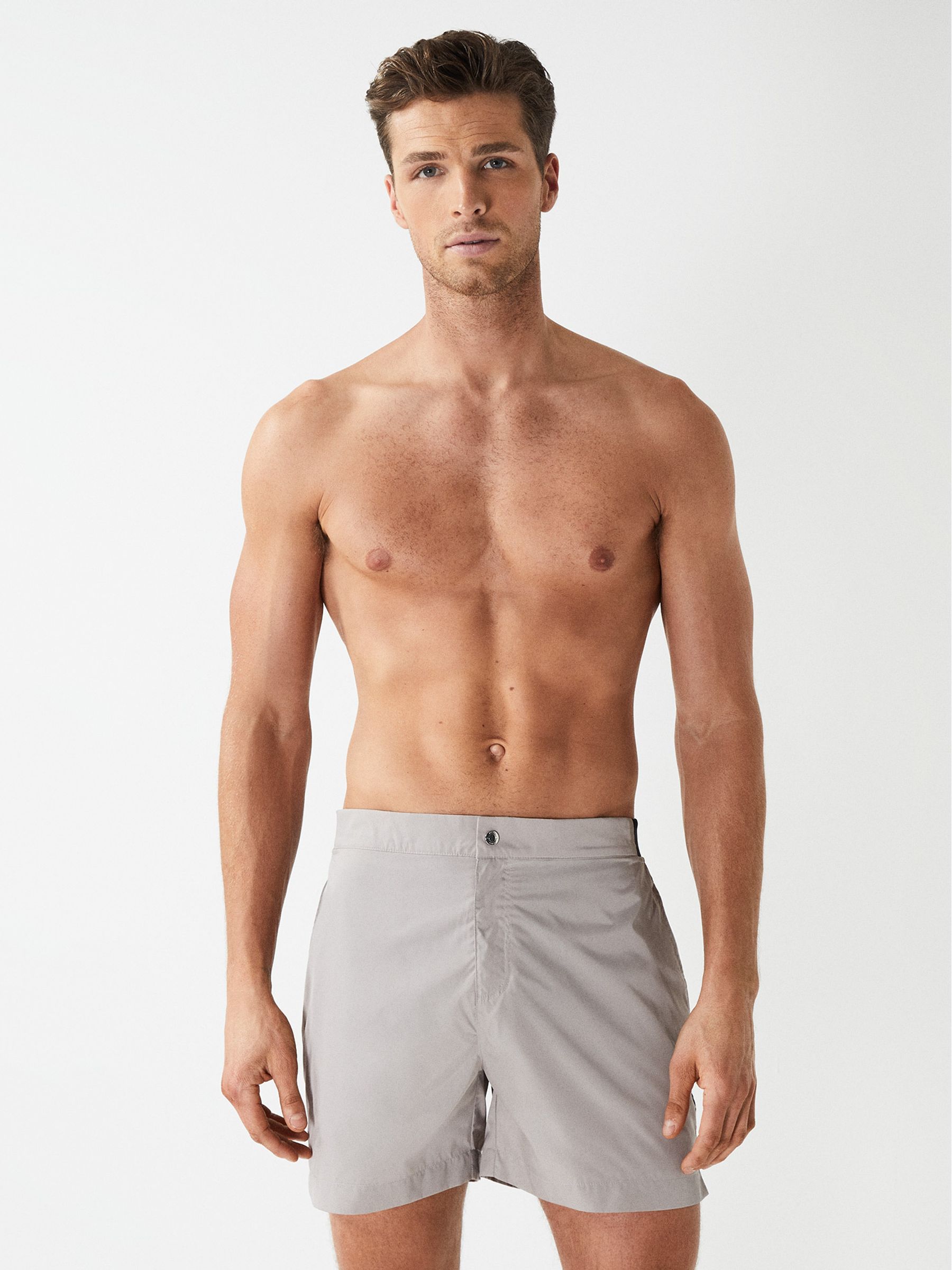 Side Stripe Swim Shorts in Beige - Image 6 of 6