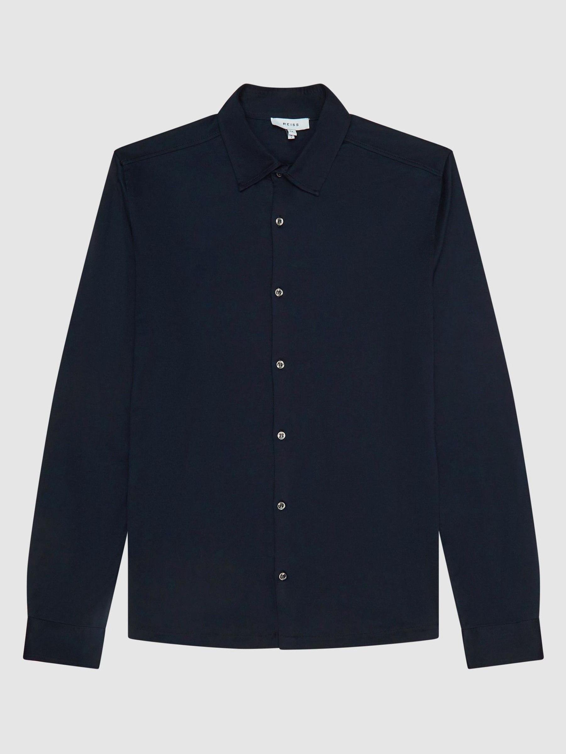 Mercerised Jersey Shirt in Navy - Image 2 of 7