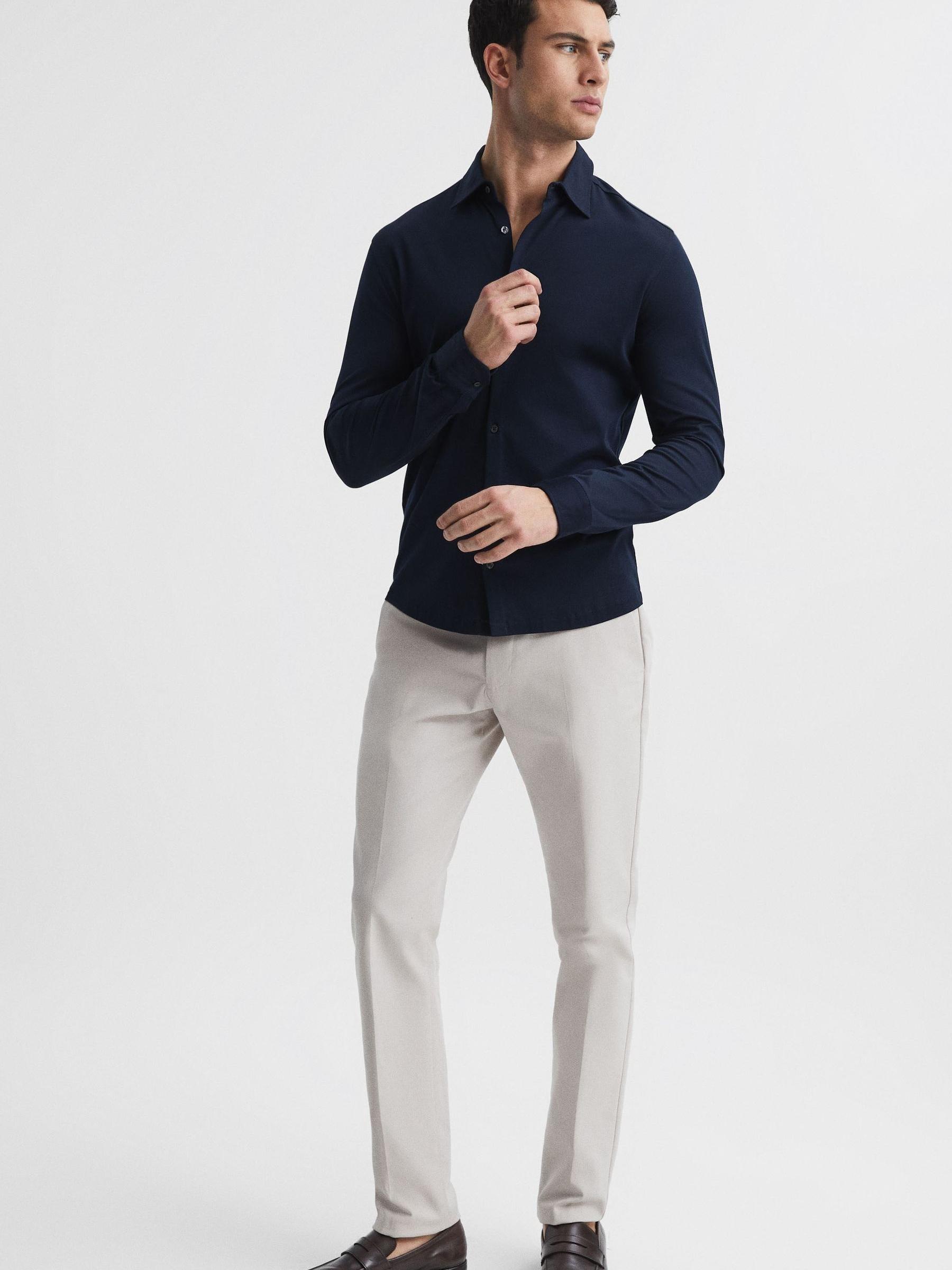 Mercerised Jersey Shirt in Navy - Image 3 of 7