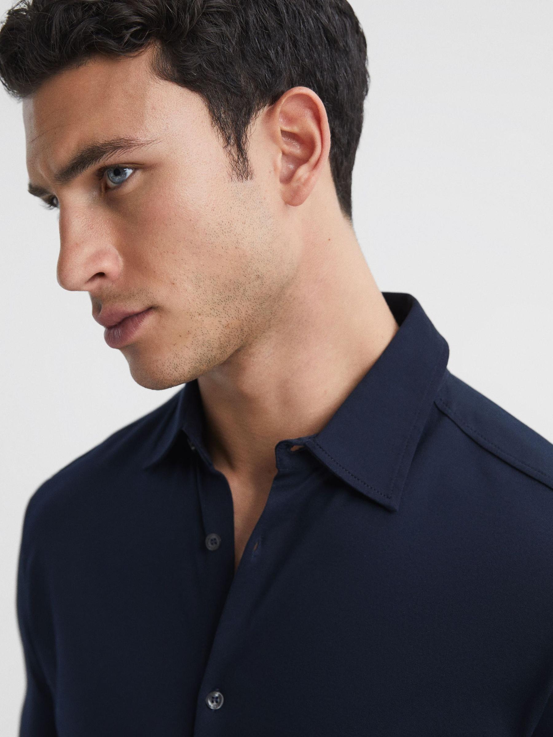 Mercerised Jersey Shirt in Navy - Image 4 of 7