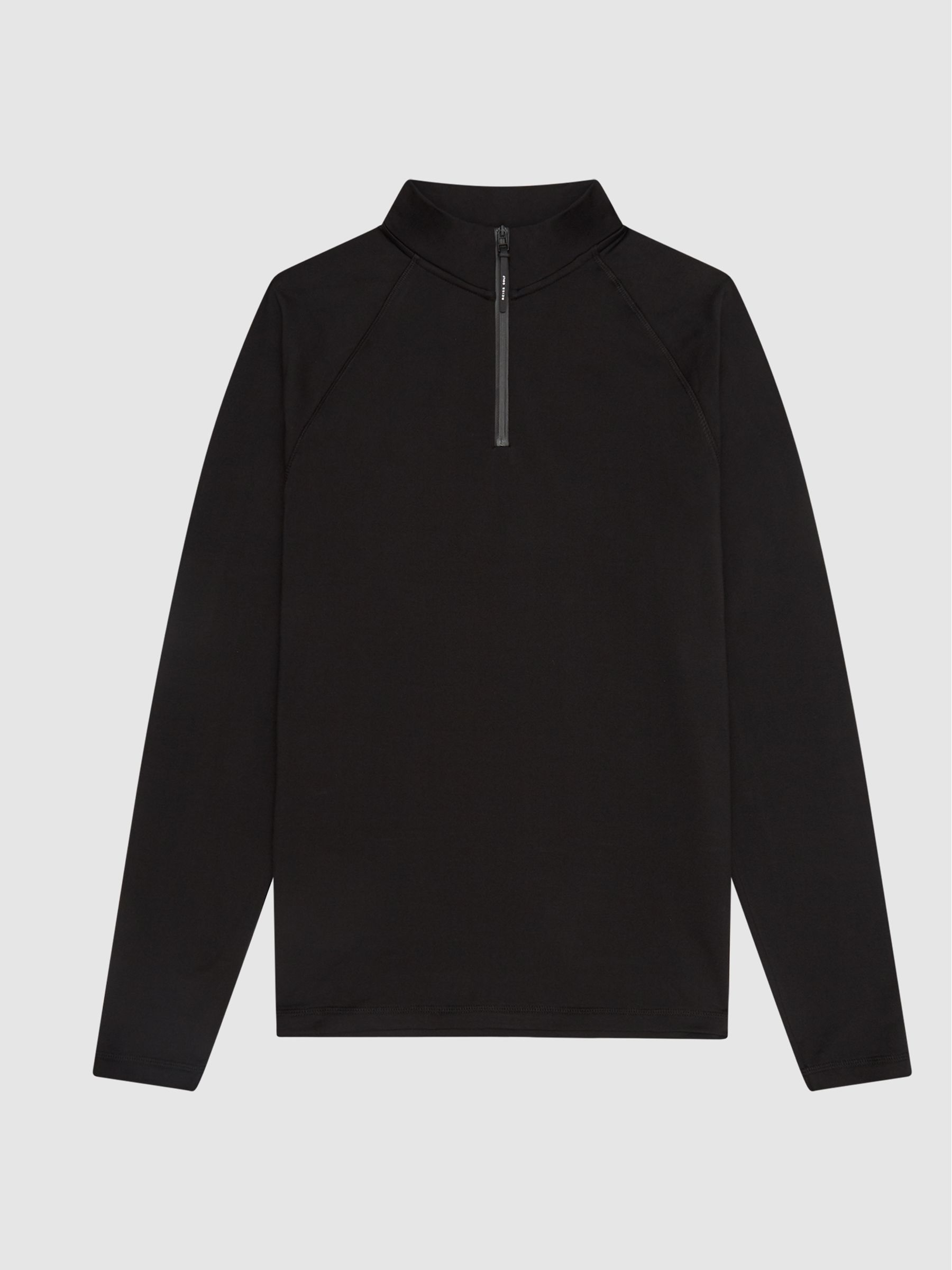 Half Zip Funnel Fleece Back Jumper in Black - Image 2 of 7