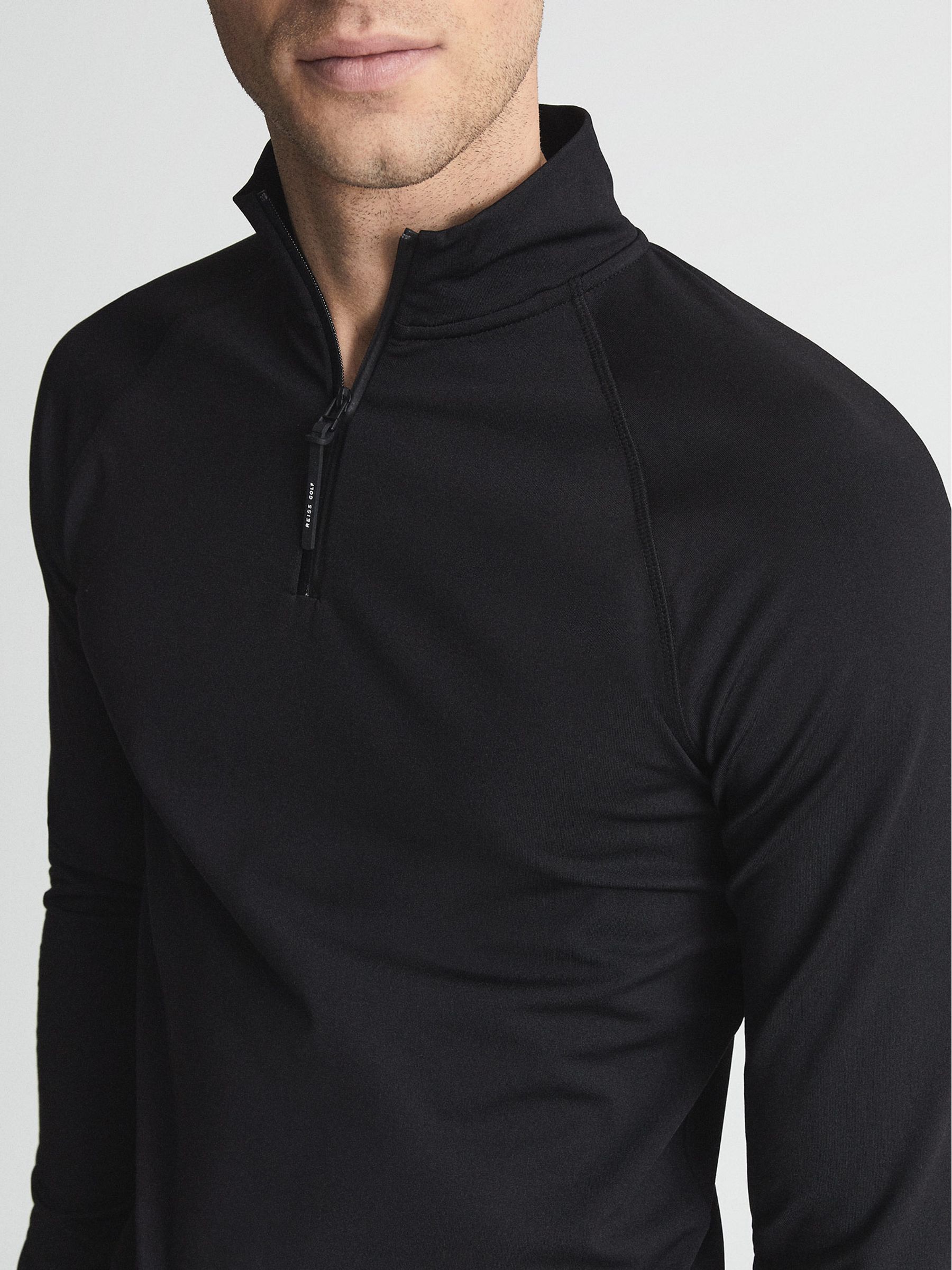 Half Zip Funnel Fleece Back Jumper in Black - Image 6 of 7