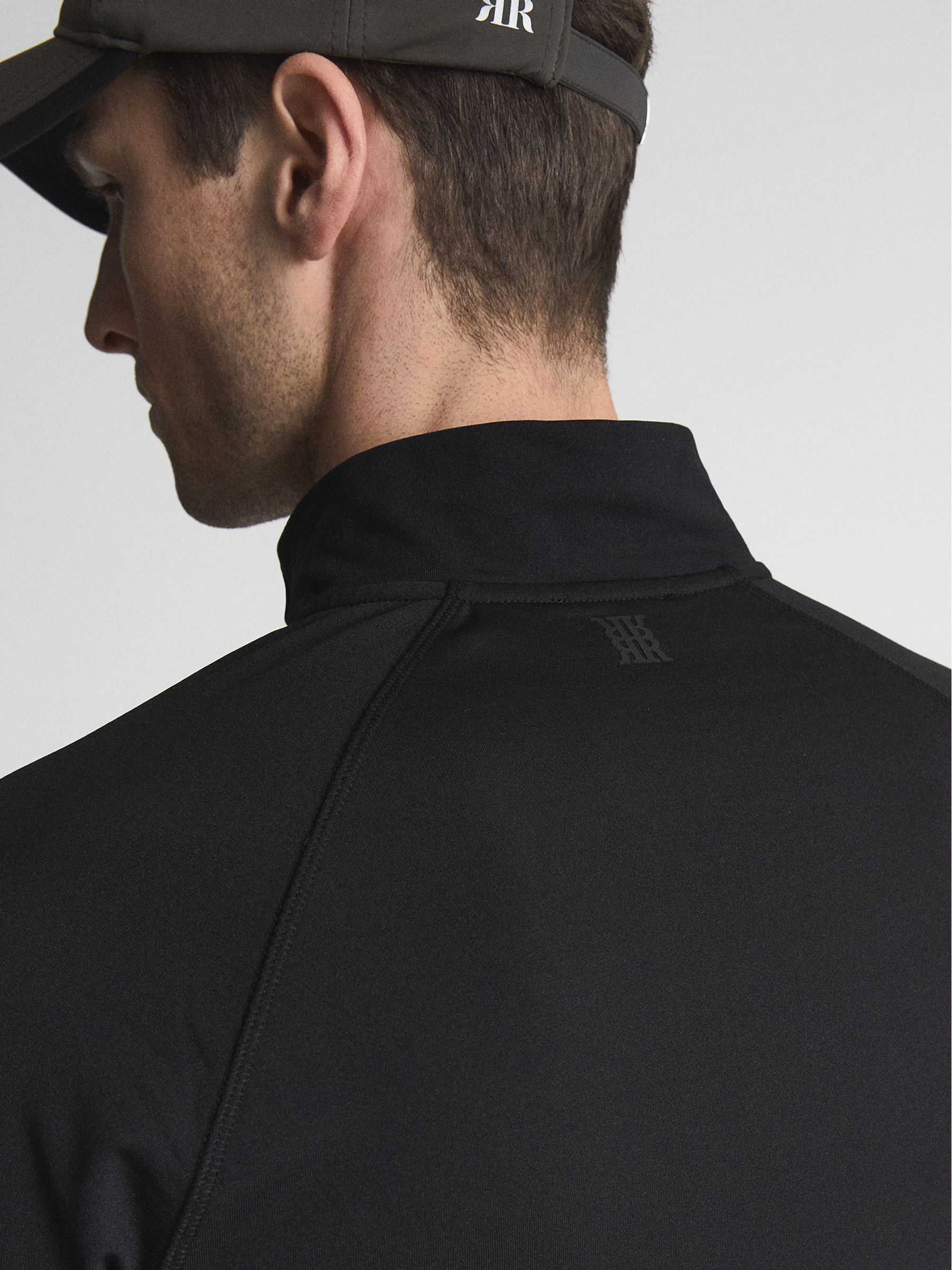 Half Zip Funnel Fleece Back Jumper in Black - Image 7 of 7