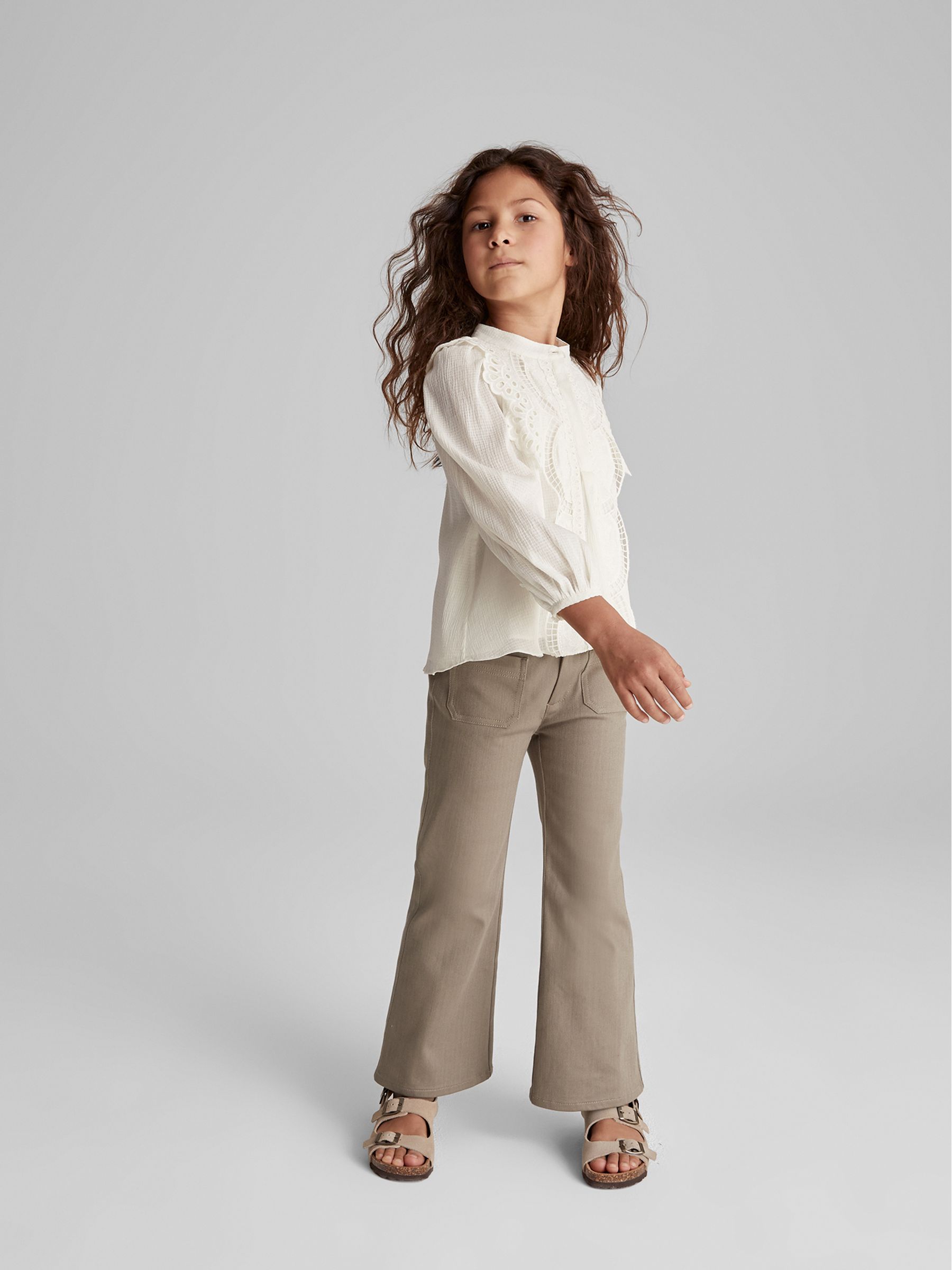 Flared Trousers in Khaki - Image 1 of 1