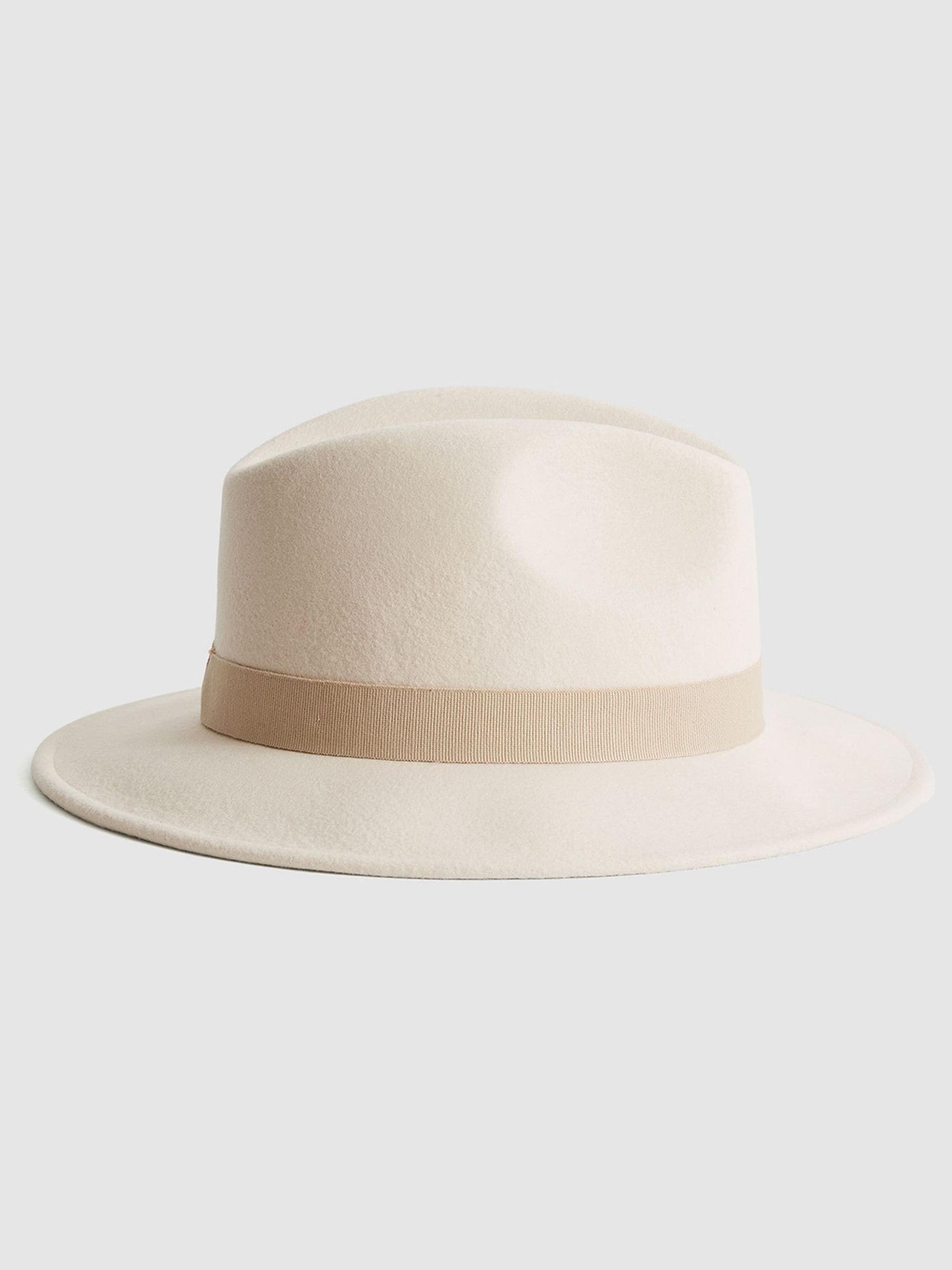 Wool Fedora Hat in Ivory - Image 1 of 5