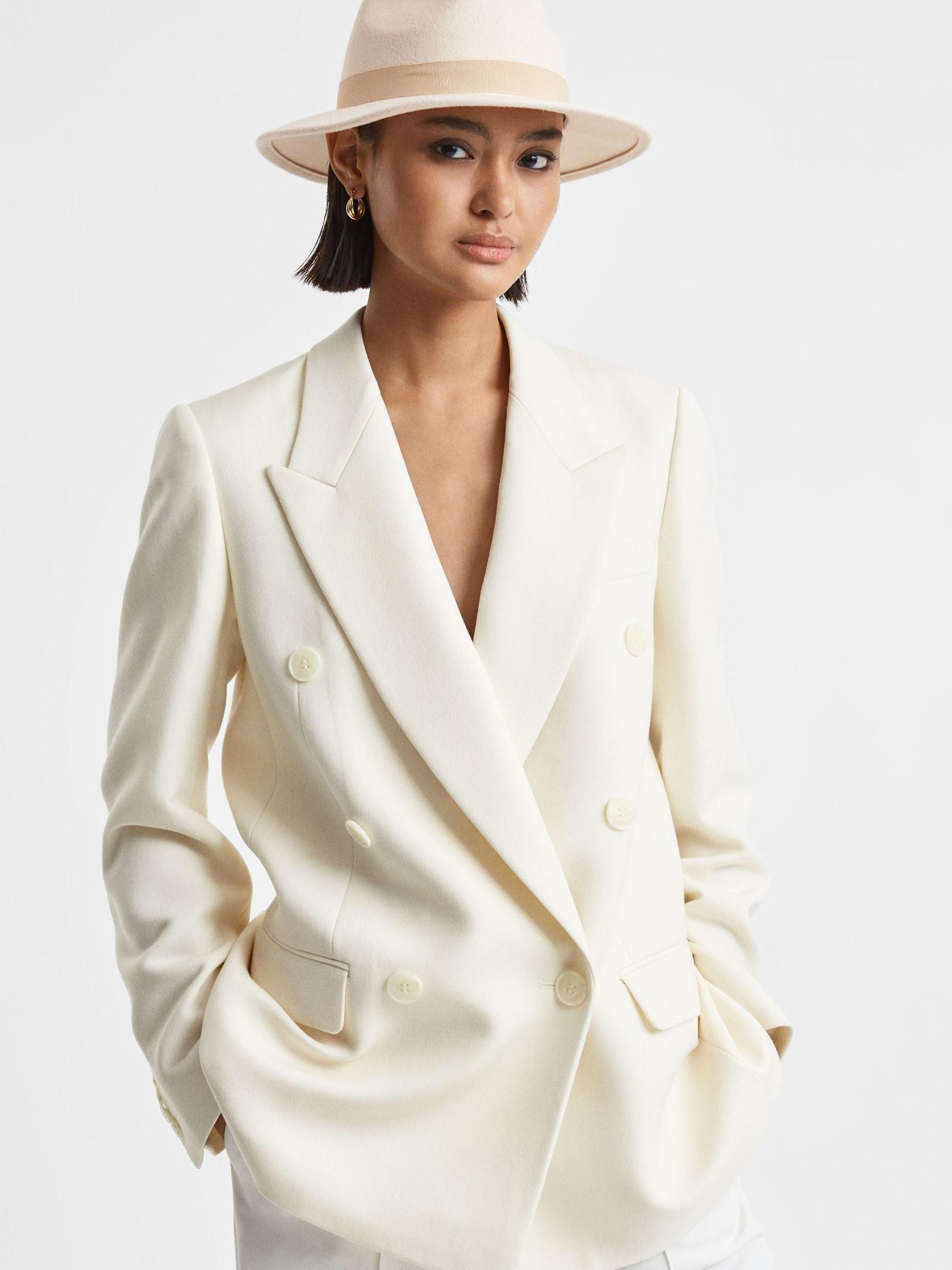 Wool Fedora Hat in Ivory - Image 2 of 5